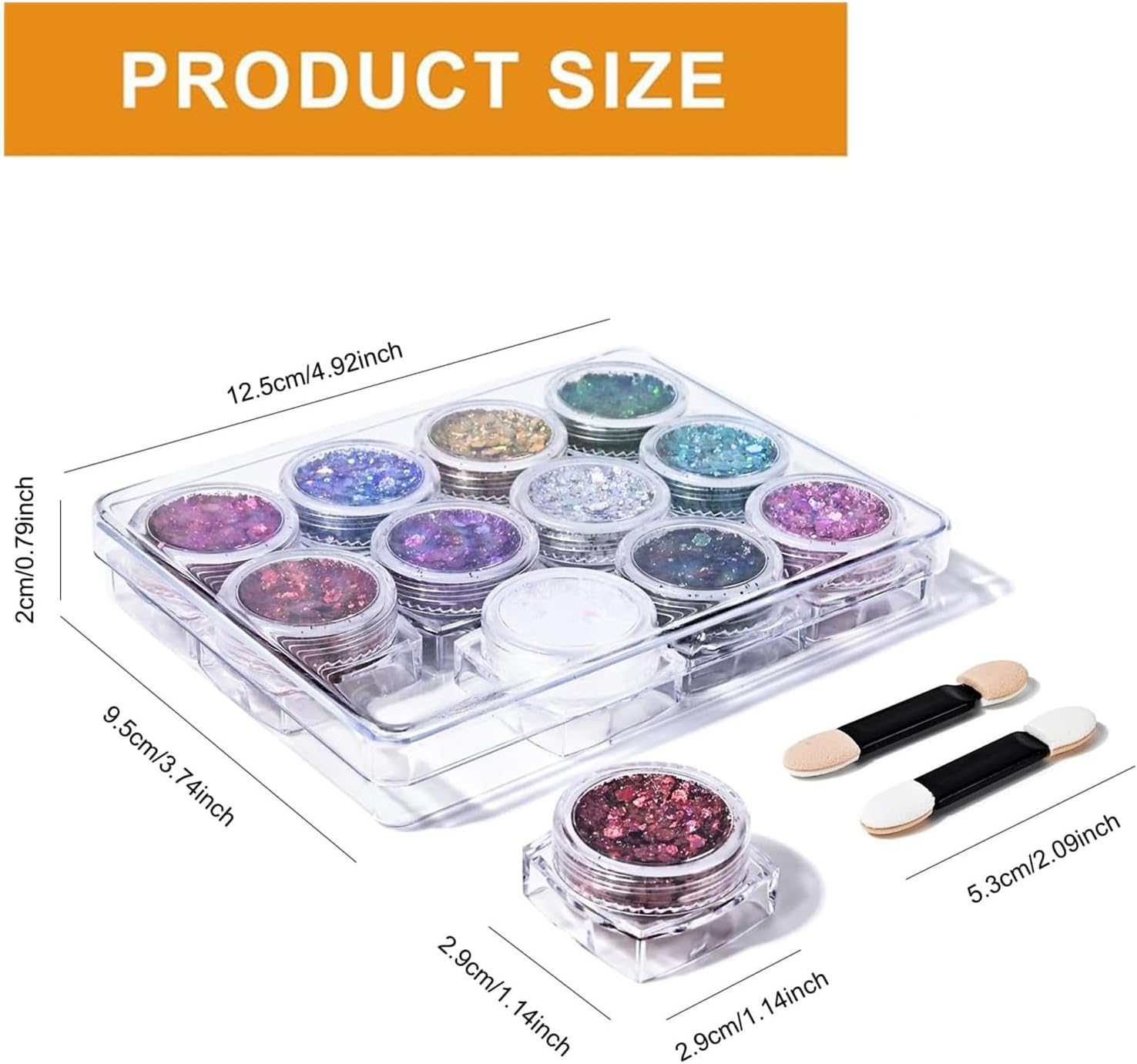 FRAKMU 12 Colors Holographic Chunky Glitter Gel Set for Christmas Party Makeup - Face, Body, Eye, Lips, Hair, Nail Cosmetic Festival Chunky Glitter Eyeshadow - Mixable, No Need Glue image number 3