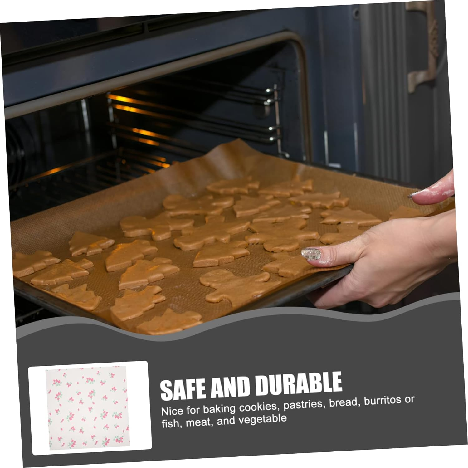 Grease-Proof Food Wraps Baking Paper Pad 50 Sheets Strawberry Pattern Anti-Oil Food Packing Paper Household Cake Parchment for Sandwiches Burgers Wrapping - White image number 2