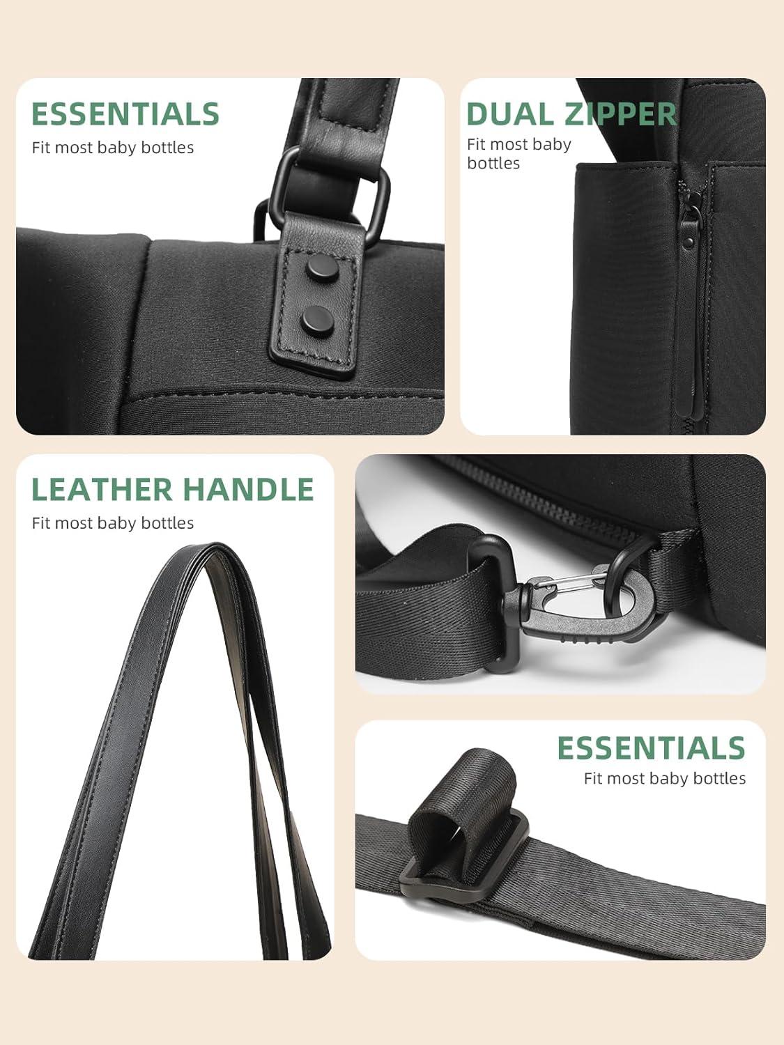 MOMINSIDE Diaper Bag Tote, Neoprene Diaper Bag Backpack with 14 Pockets, Convertible Baby Bag for Boys Girls image number 4