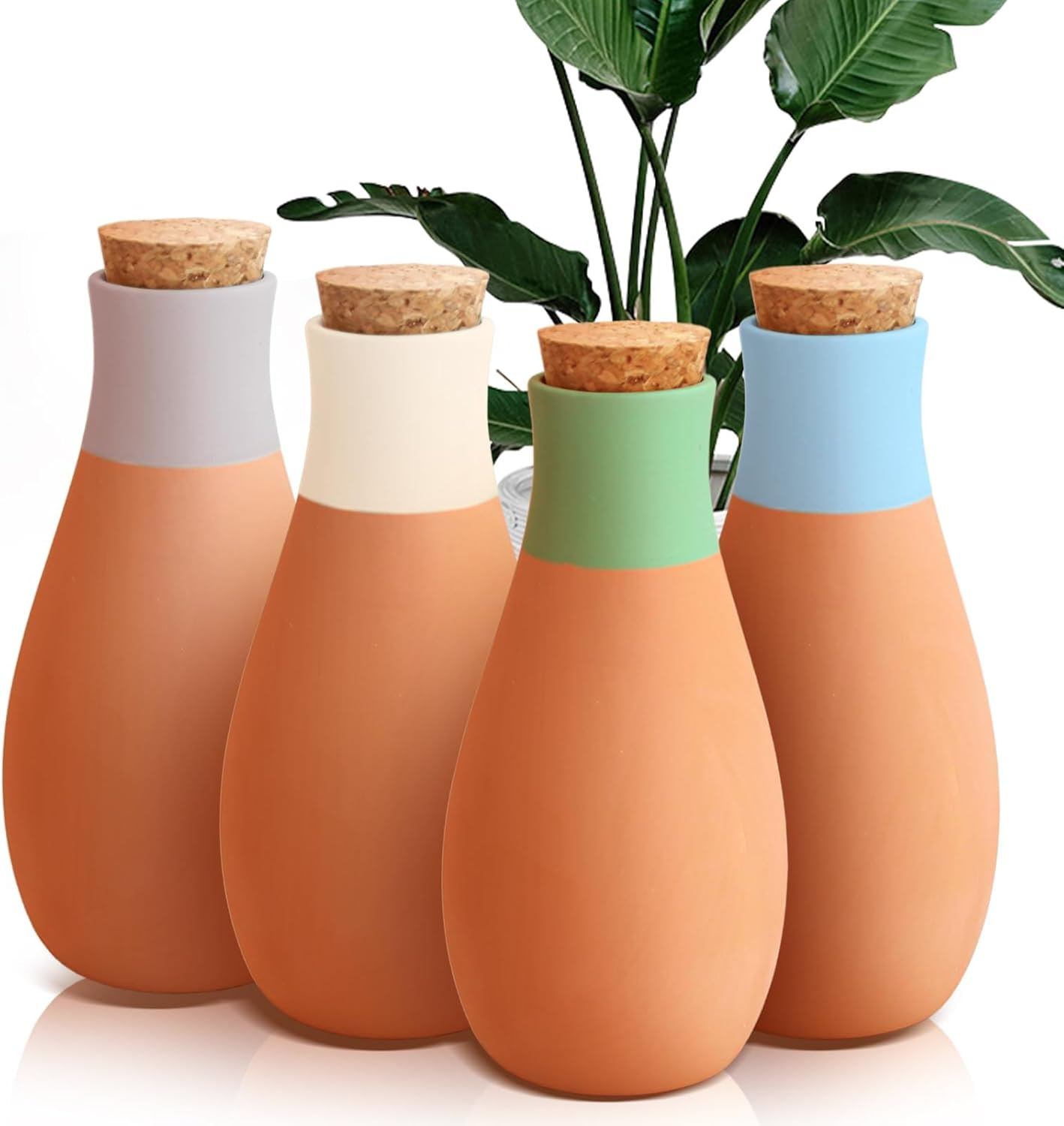 4 Pcs Terracotta Watering Pots, 13.5Oz/400Ml Terracatta Self-Watering Globes for 1-Week, Watering Planter Insert for Outdoor & Indoor Plants Easy to Refill - Set of 4 image number 5