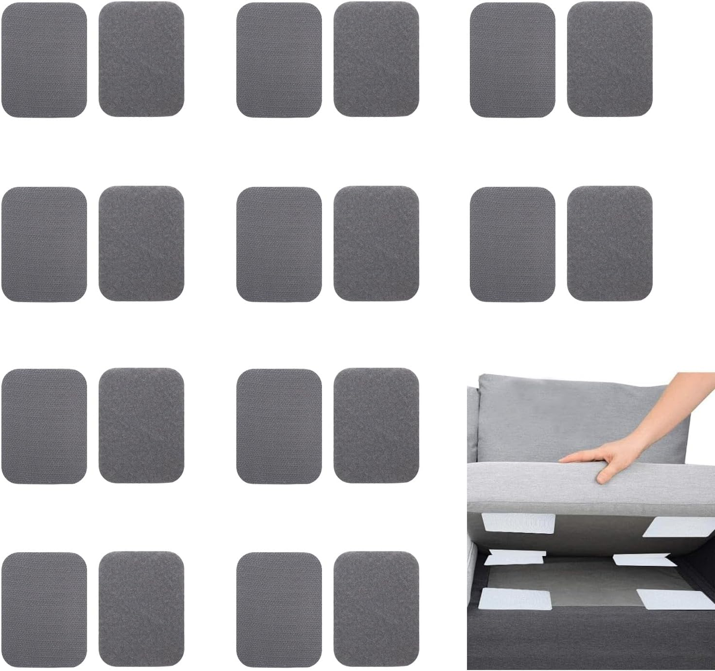 Auzly 10-Pack Rug Gripper Tape | Double Sided Anti-Slip Carpet Tape | Washable Reusable Rug Pad for Hardwood & Tile Floors | Secure Floor Mats & Carpets | Home D&eacute;cor Essential (Gray)