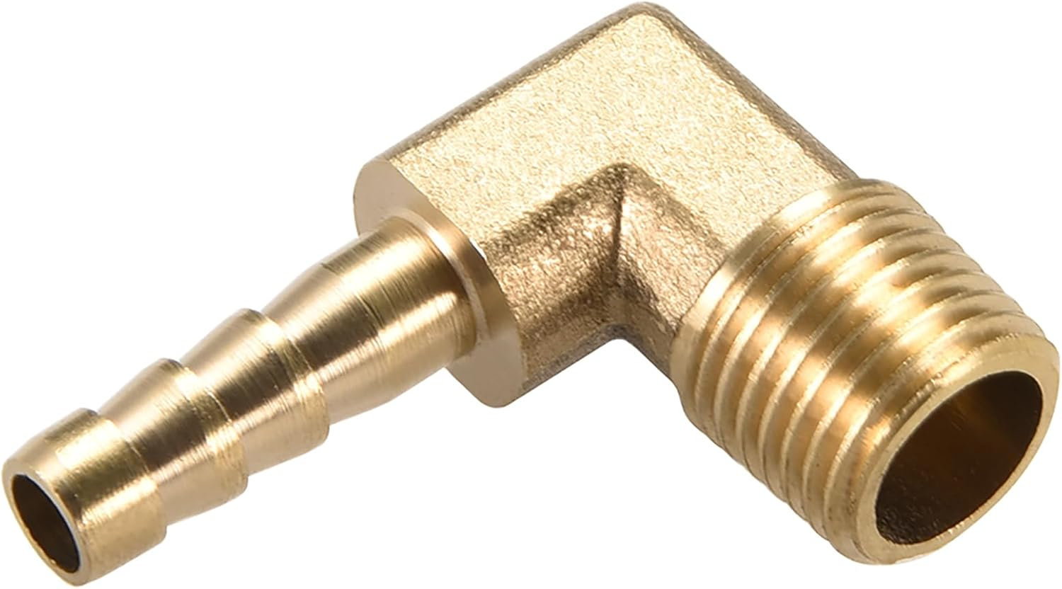 2Pcs Brass Hose Barbed Elbow Fitting 90 Degree Elbow 1/4" Hose Barb to 1/4" NPT Male Pipe Water/Fuel/Air Barbed Hose Fittings