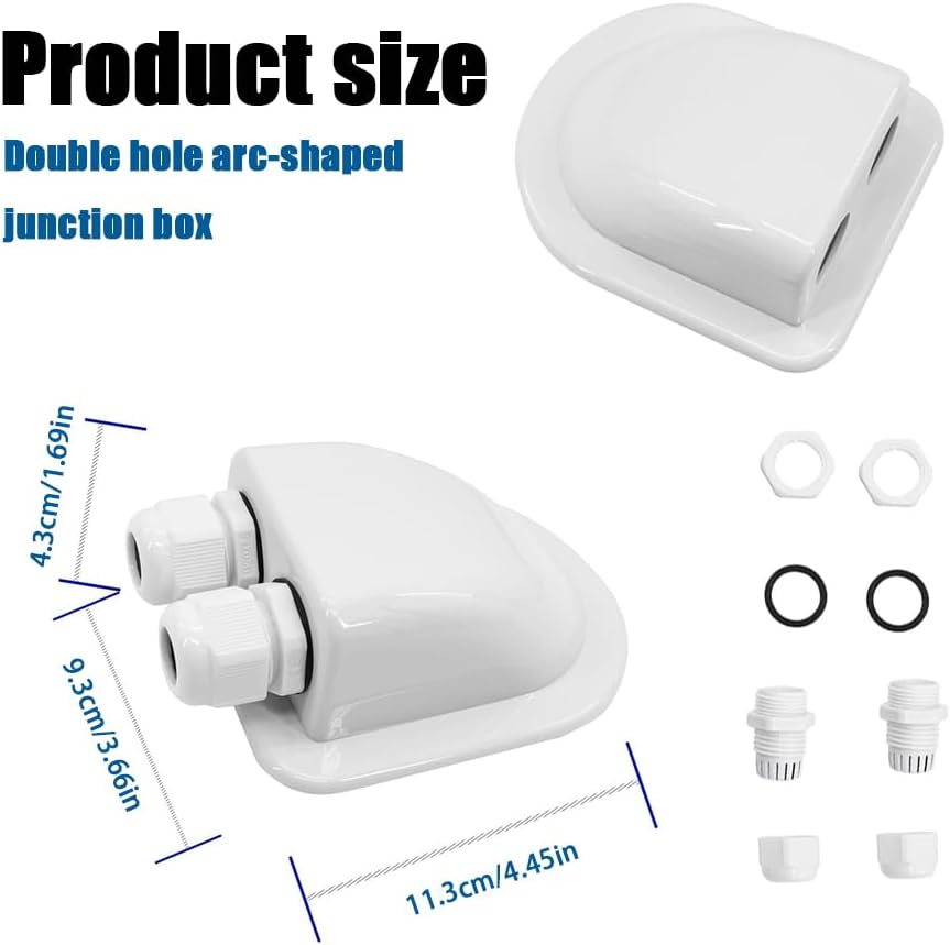 1Pcs Waterproof Solar Cable Entry Gland By, Weather Resistant Dual Cable Entry Housing for Solar Panels of RV Caravan and Marine, White image number 6