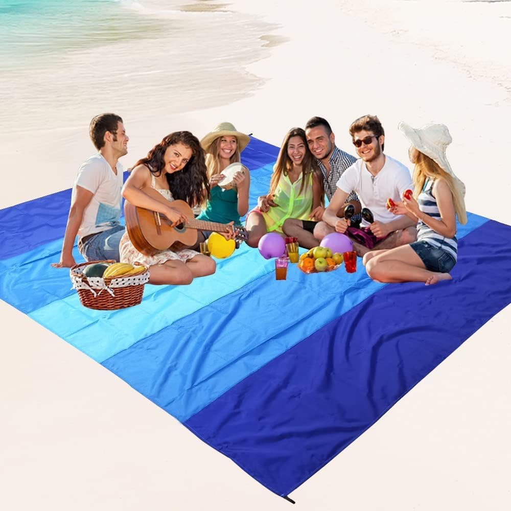 Ronluuu Beach Blanket Waterproof Sandproof Beach Mat 200 * 210Cm,For 2-8 Adults Quick Drying Outdoor Picnic Mat Beach Accessories for Travel, Camping, Hiking image number 2