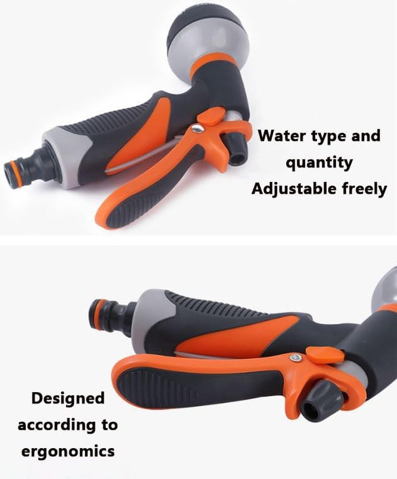 Heavy Duty 8-Function Multi-Pattern Hose Pipe Spray Gun, Rubber Coated Garden Hose Spray Nozzle for Car Washing, Plant Watering, Outdoor Cleaning