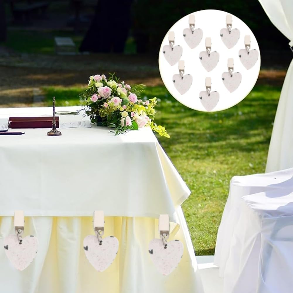 8 Pcs Tablecloth Weights Hangers,Heart-Shaped Table Cover Weights Stone,Table Weights Hangers with Metal Clip,Tablecloth Cover for Tablecloth Decoration,Family Dinner Outdoor Picnic image number 3