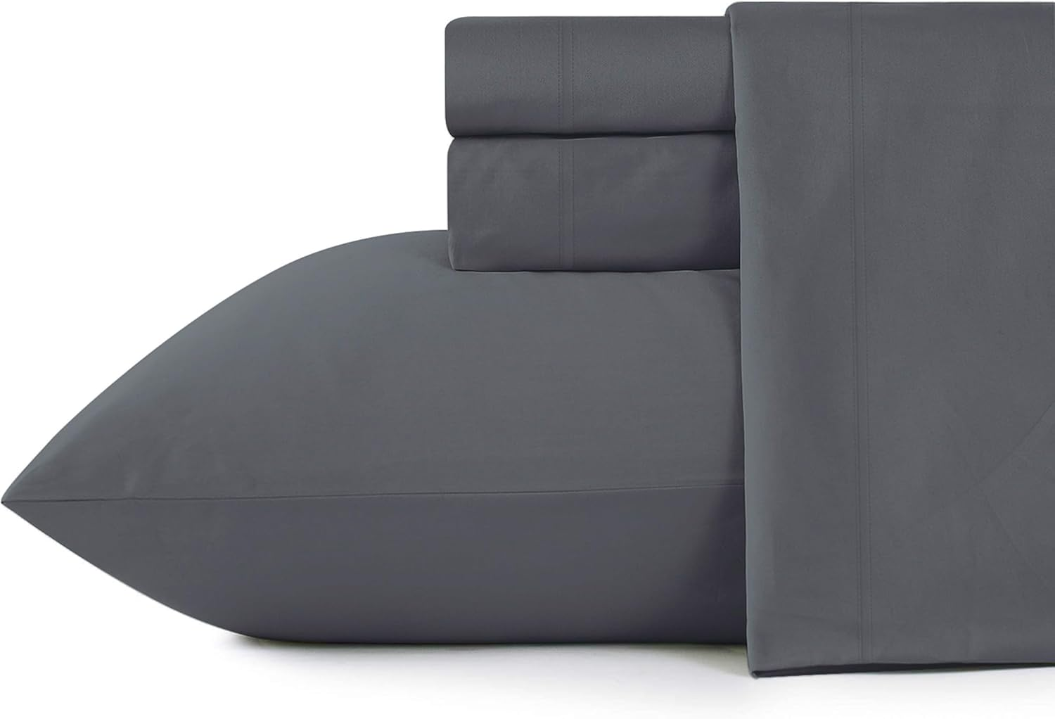 Shunjie.Home 100% Cotton Queen Bed Sheets Set - 600 Thread Count Sateen - 4 Piece Bed Sheet Set, Deep Pocket with All around Elastic, Breathable & Durable Hotel Luxury Bedding - Dark Grey