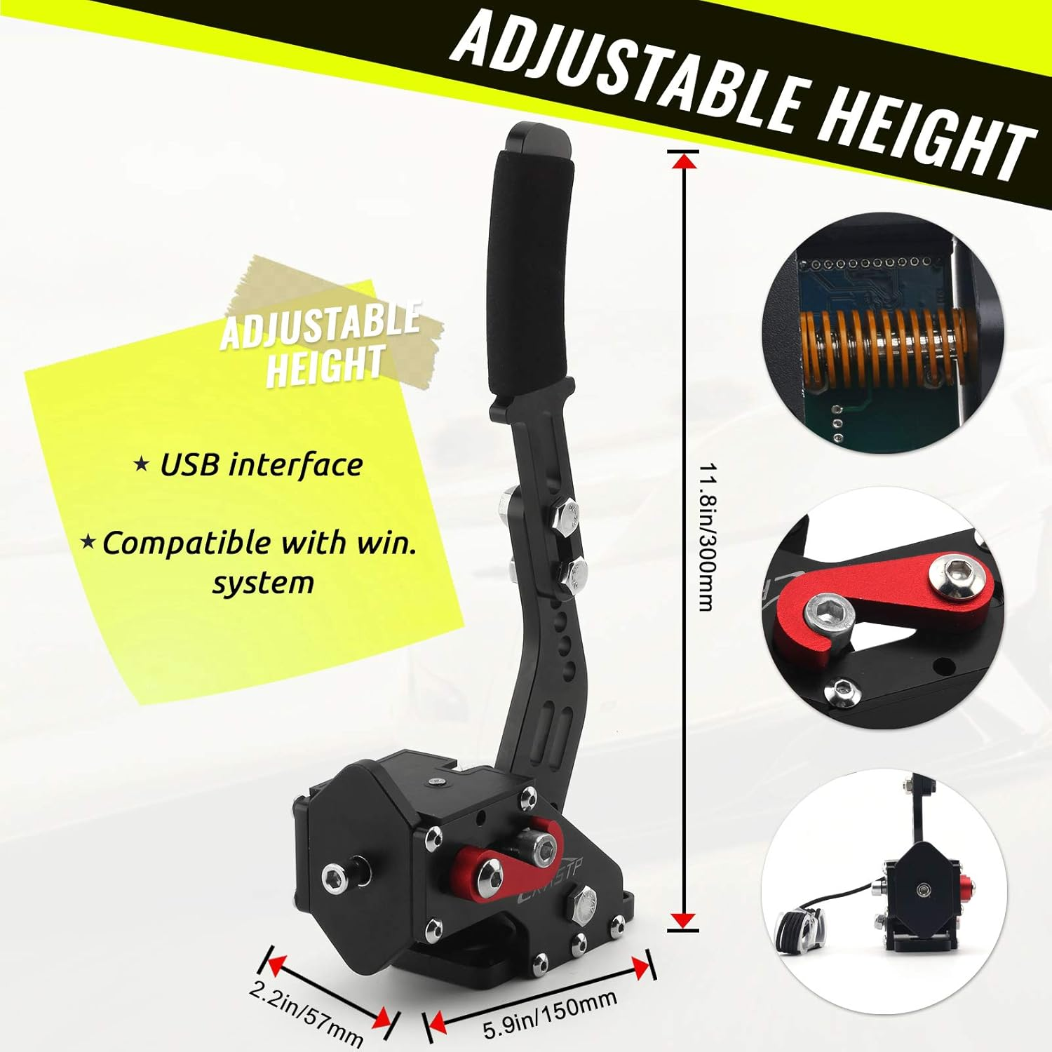 RASTP 64Bit PC USB Handbrake SIM for Racing Games Logitech G27 G25 G29 T500 T300 FANATECOSW LFS DIRT Rally.2,Black,Without Clamp image number 4