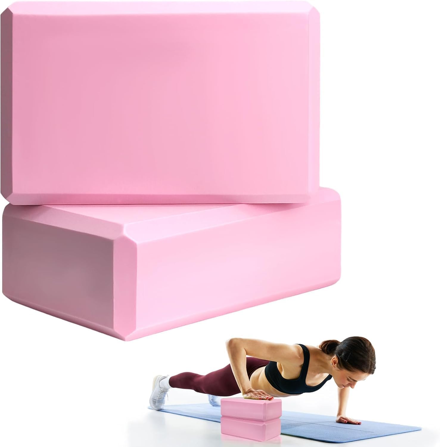 2 Pcs Yoga Blocks, 23X7.5X15 Cm Foam Blocks Yoga Props for Pilates Stretching and Meditation Exercise Blocks Lightweight Yoga Essentials image number 1