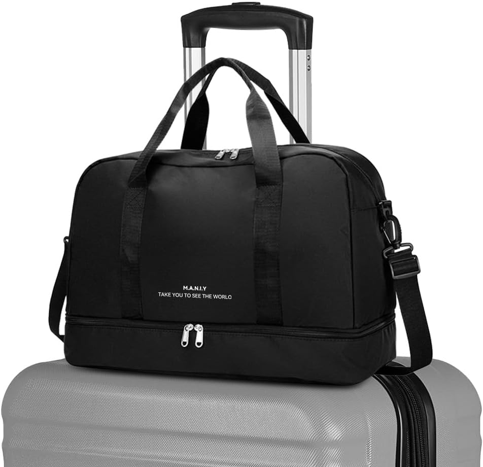 Expandable Travel Duffel Bag,Travel Duffle Bag,H HOME-MART Tote Sports Gym Bag, Shoulder Overnight Weekender Bag Travel Duffel Bags for Women & Men, Hospital Bag with Trolley Sleeve/Wet Pocket image number 1