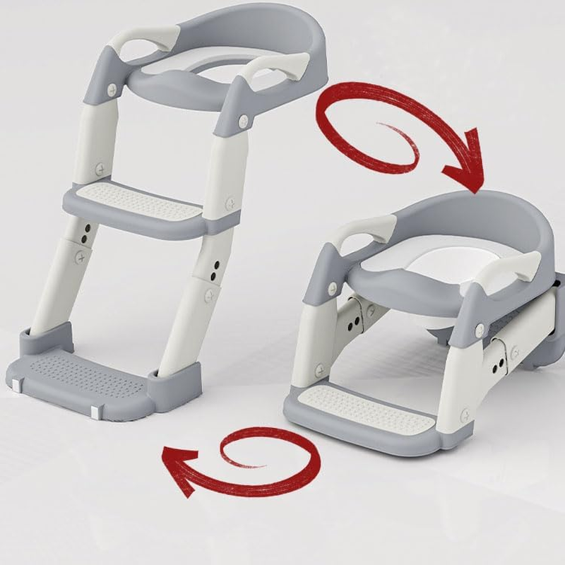 Children'S Toilet Training Seat, with Step Steps, Height-Adjustable Toilet Training Seat, Anti-Slip Pad, Foldable, Suitable for Boys and Girls (Purple) image number 1