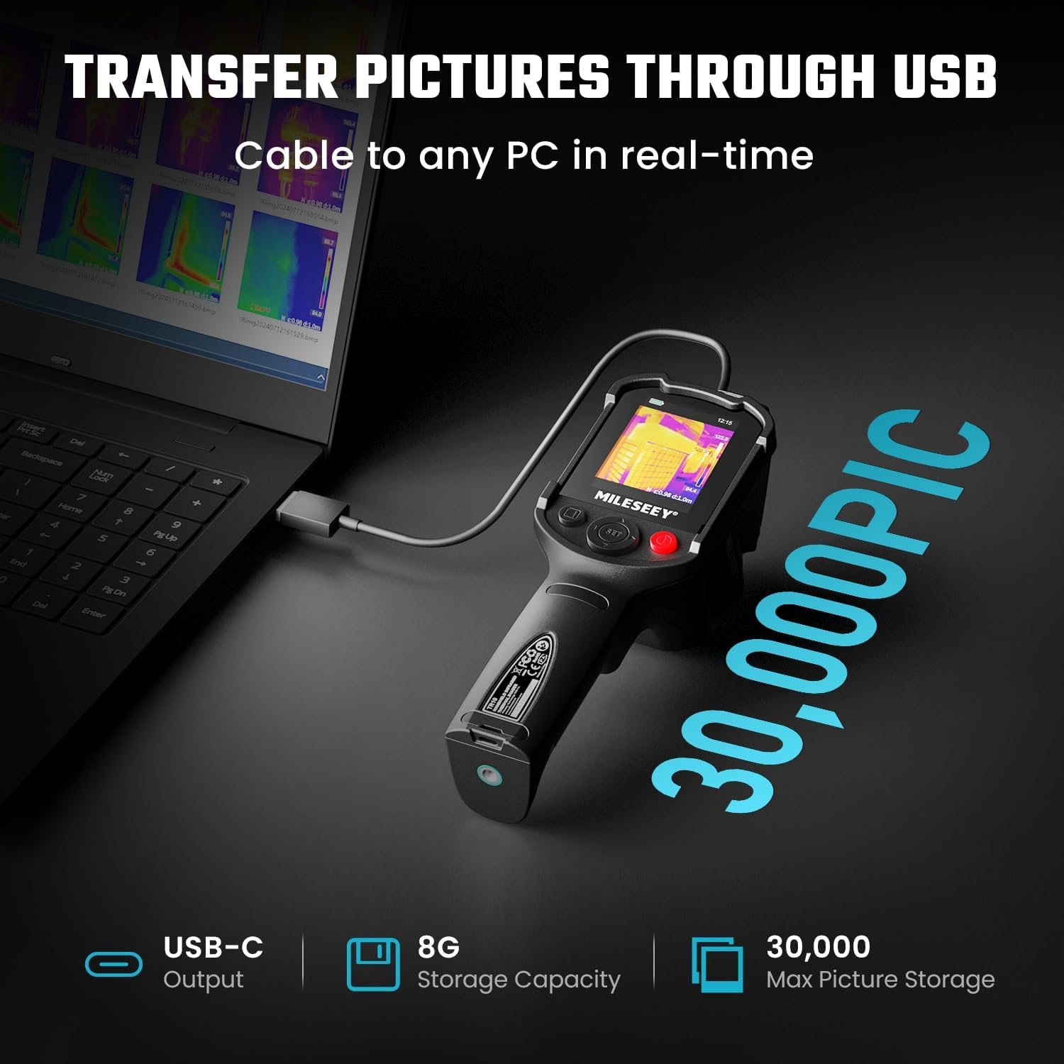 MILESEEY TR10 Thermal Imaging Camera, Super Resolution 240 X 240, 25Hz Infrared Camera, -4&deg;F to 1022&deg;F, 8H Runtime, 192 X 192 IR Resolution, Handheld Thermal Imager for Accurate Inspection image number 2