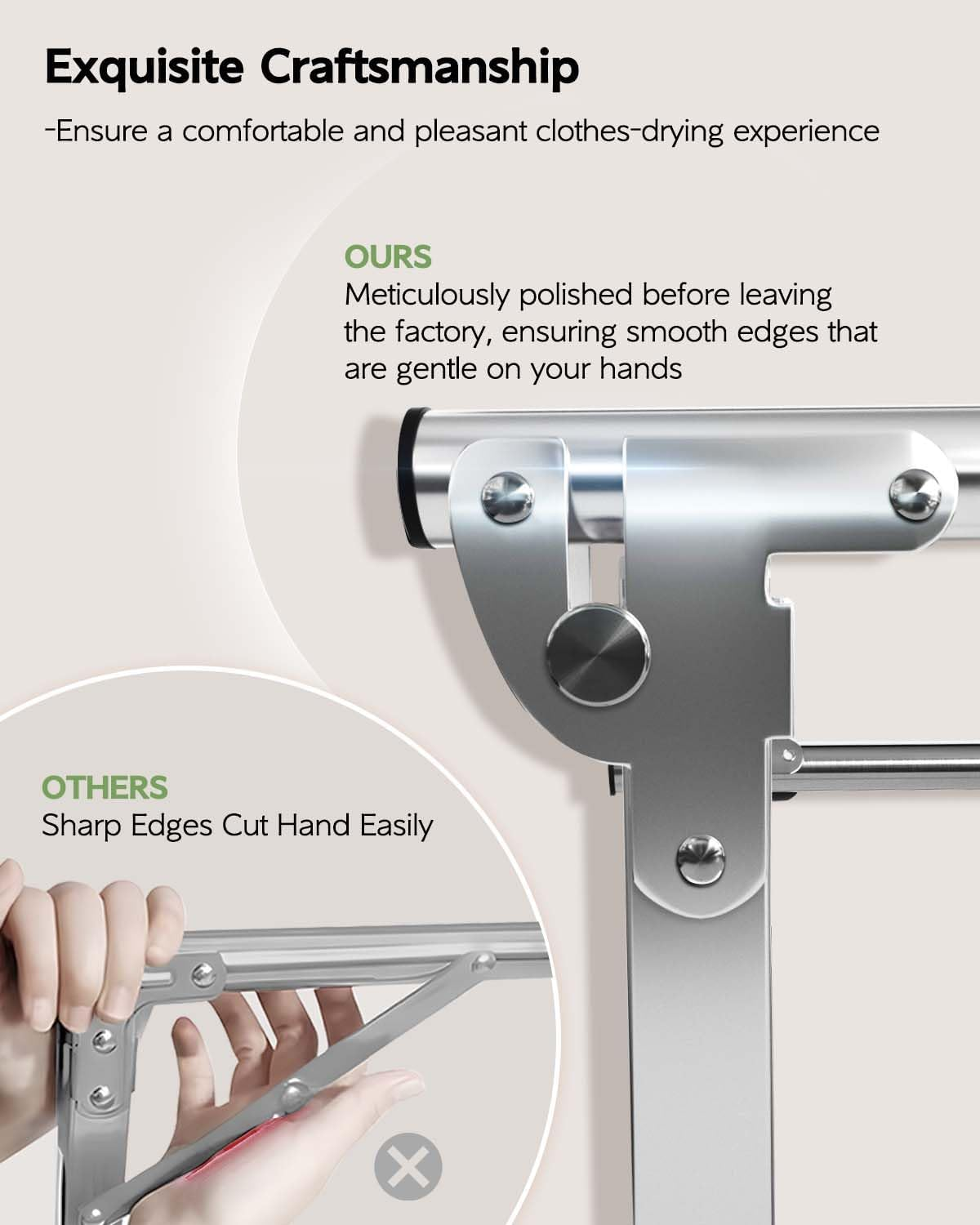 VIKAQI Clothes Drying Rack 95 Inches Folding Outdoor Indoor, Drying Rack Clothing Collapsible, Foldable Laundry Rack, Heavy Duty Stainless Steel Clothesline, 20 Hooks 12 Clips image number 2