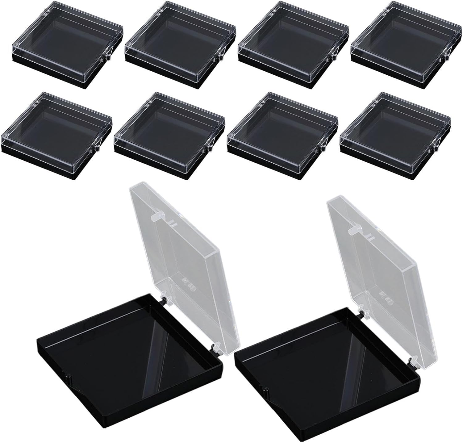 Kokiya 10 Pieces,Press on Nail Storage Box Artificial Nail Display Organizer,Mini,Small,Nail Storage Container for Artificial Nails, Black - Transparent image number 7