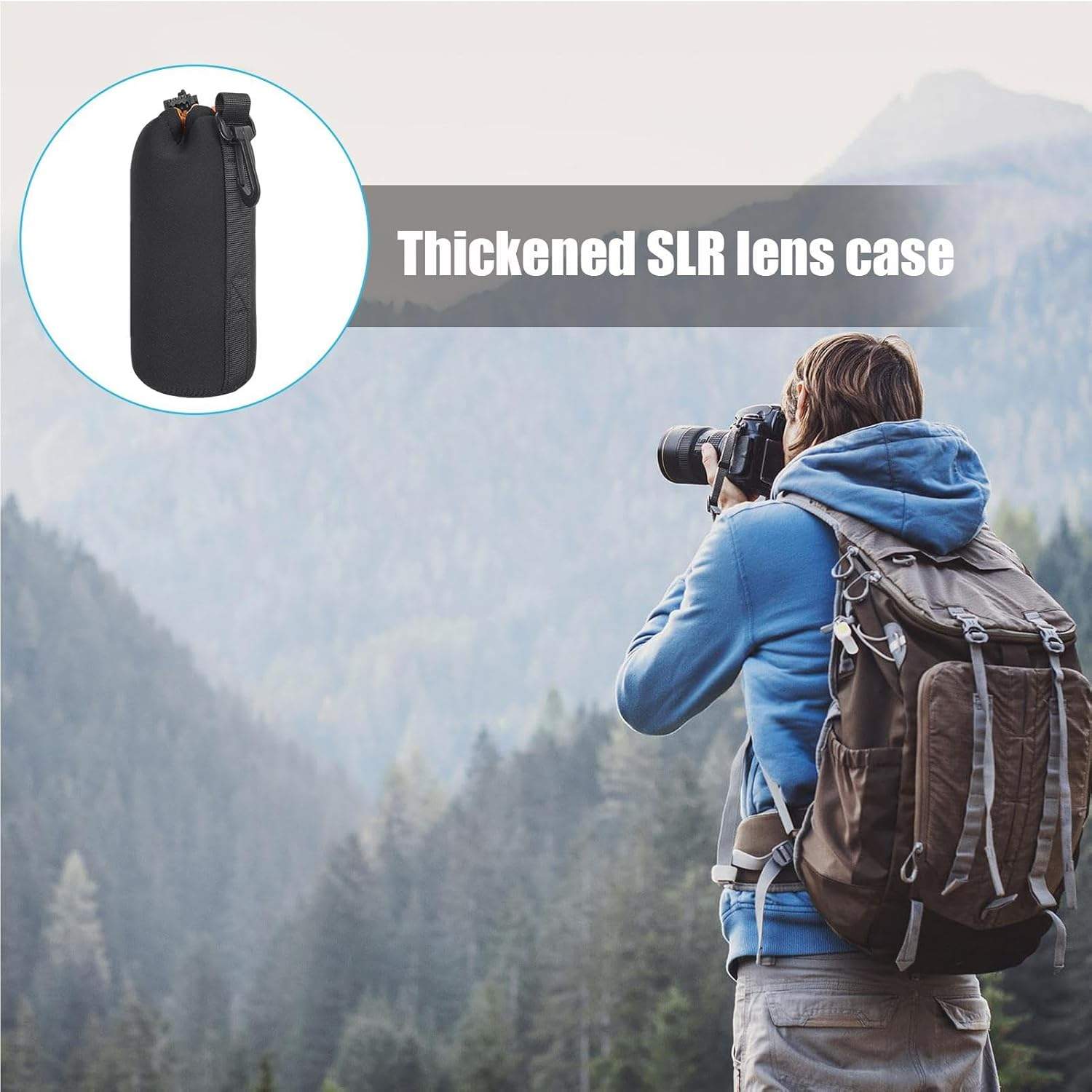 Thick Padded Pouch for Lens Bag, Pouch Case for DSLR SLR Camera Lens, Neoprene Large Lens Bag, Soft Neoprene DSLR Lens Bag, Protective Case for Camera Lens Storage, Telephoto Lens, Secure for DSLR SL image number 1