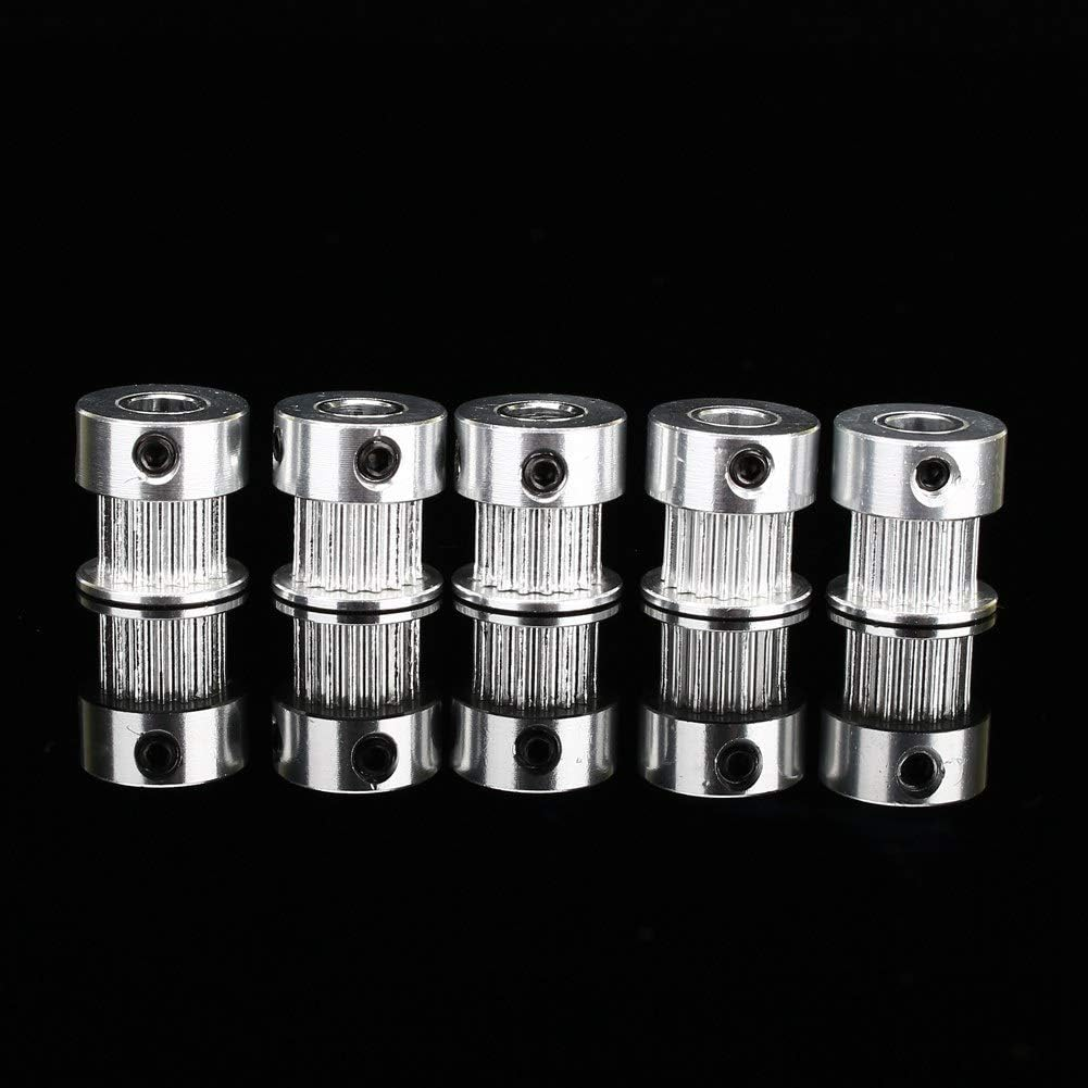 Bore Aluminum Timing Pulley, 5Pcs Teeth Pulley, Timing Belt Pulley Sturdy GT2 16 Most NEMA 17 Stepper Motors for 3D Printer CNC image number 2
