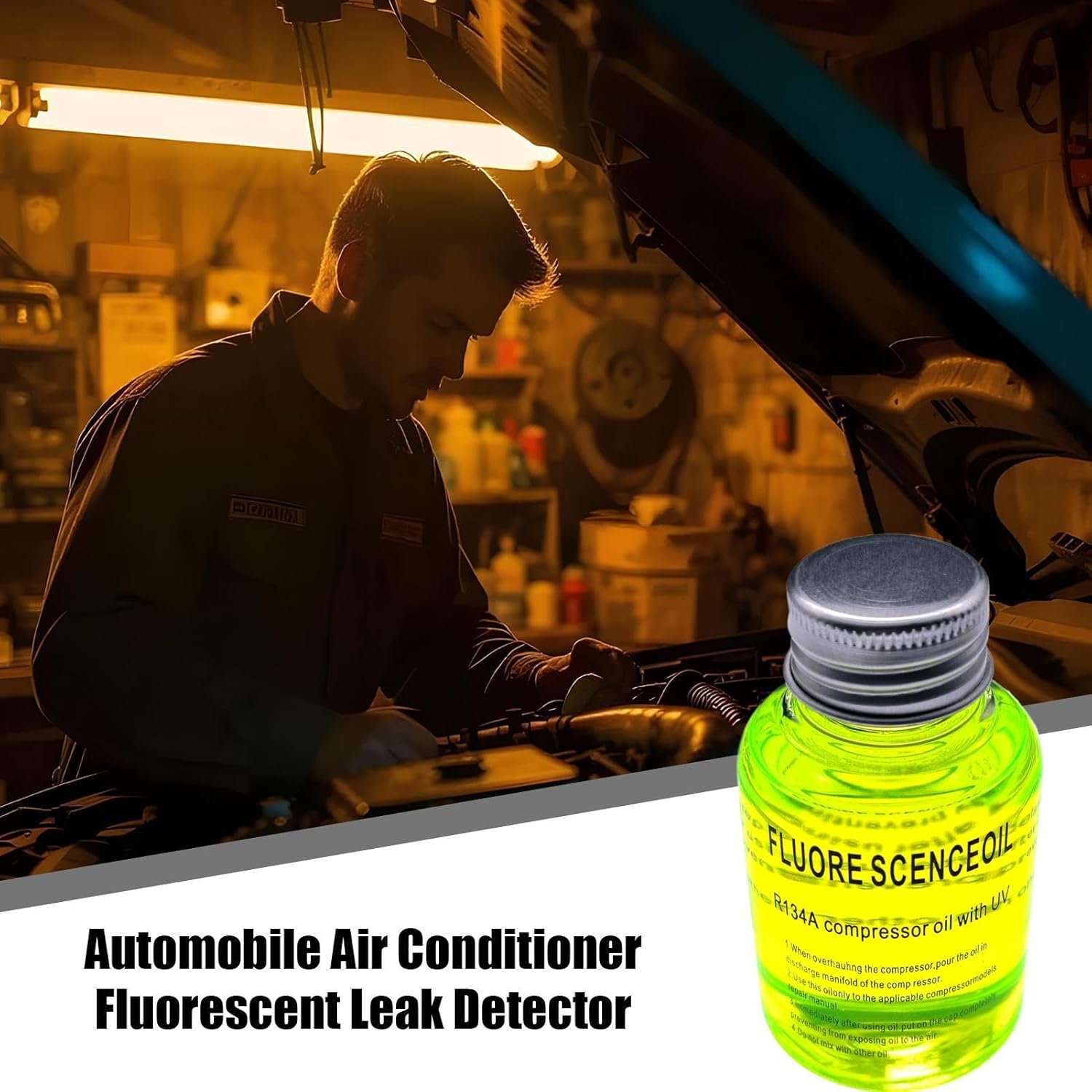 Car Air Conditioner Leak Detection Fluorescent Oil &ndash; Ac System Leak Dye, Automotive Uv Detection Oil | High Visibility Tracing Agent, Fluorescent Solution for Vehicle and Rv Cooling System Maintenance - 60Ml image number 4
