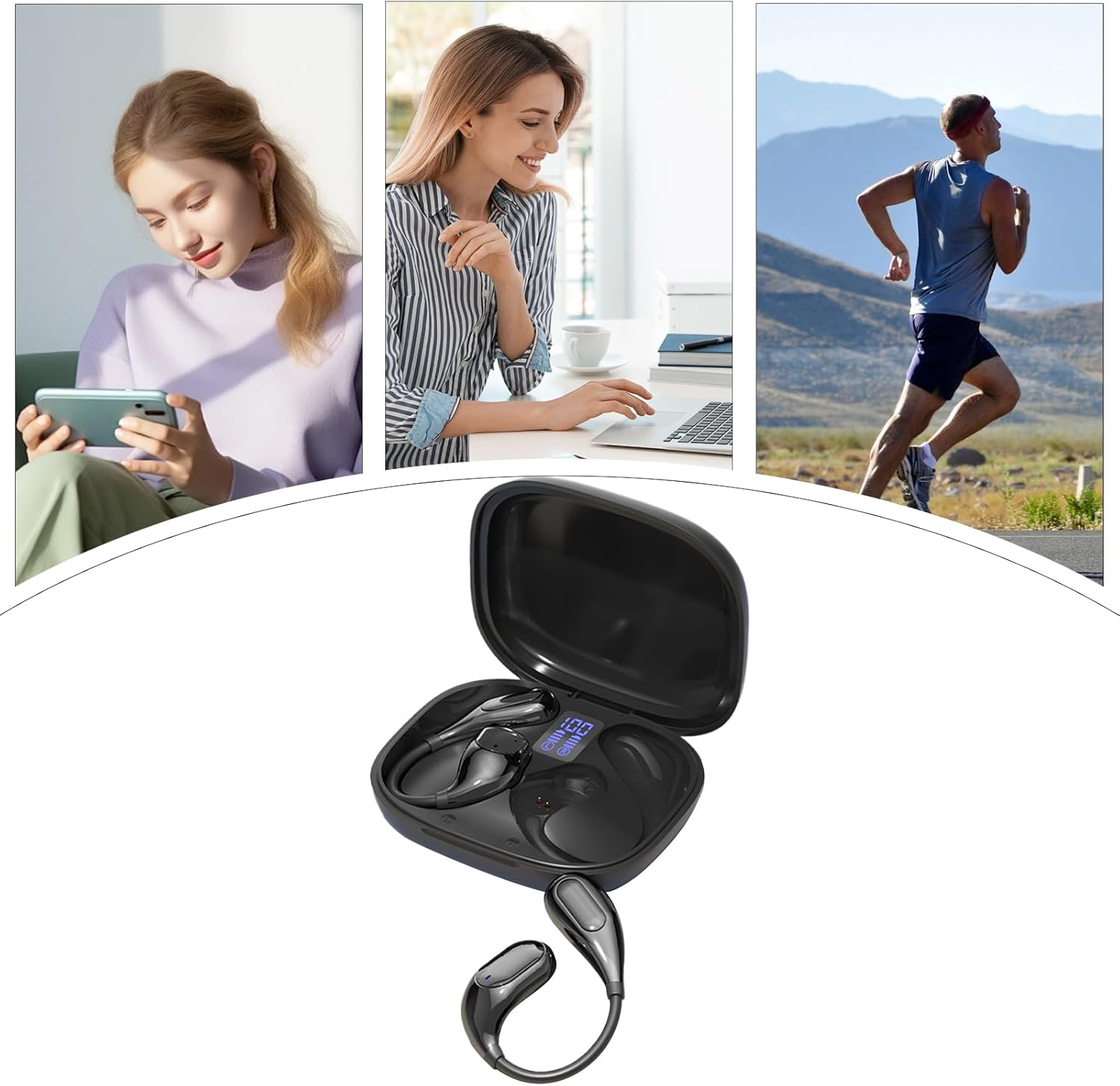 Wireless Headphones - Sports over Ear Earbuds,Long Playtime Earphone for Motorcycle Airplane Cycling Workout Game Travel Running Gym image number 3