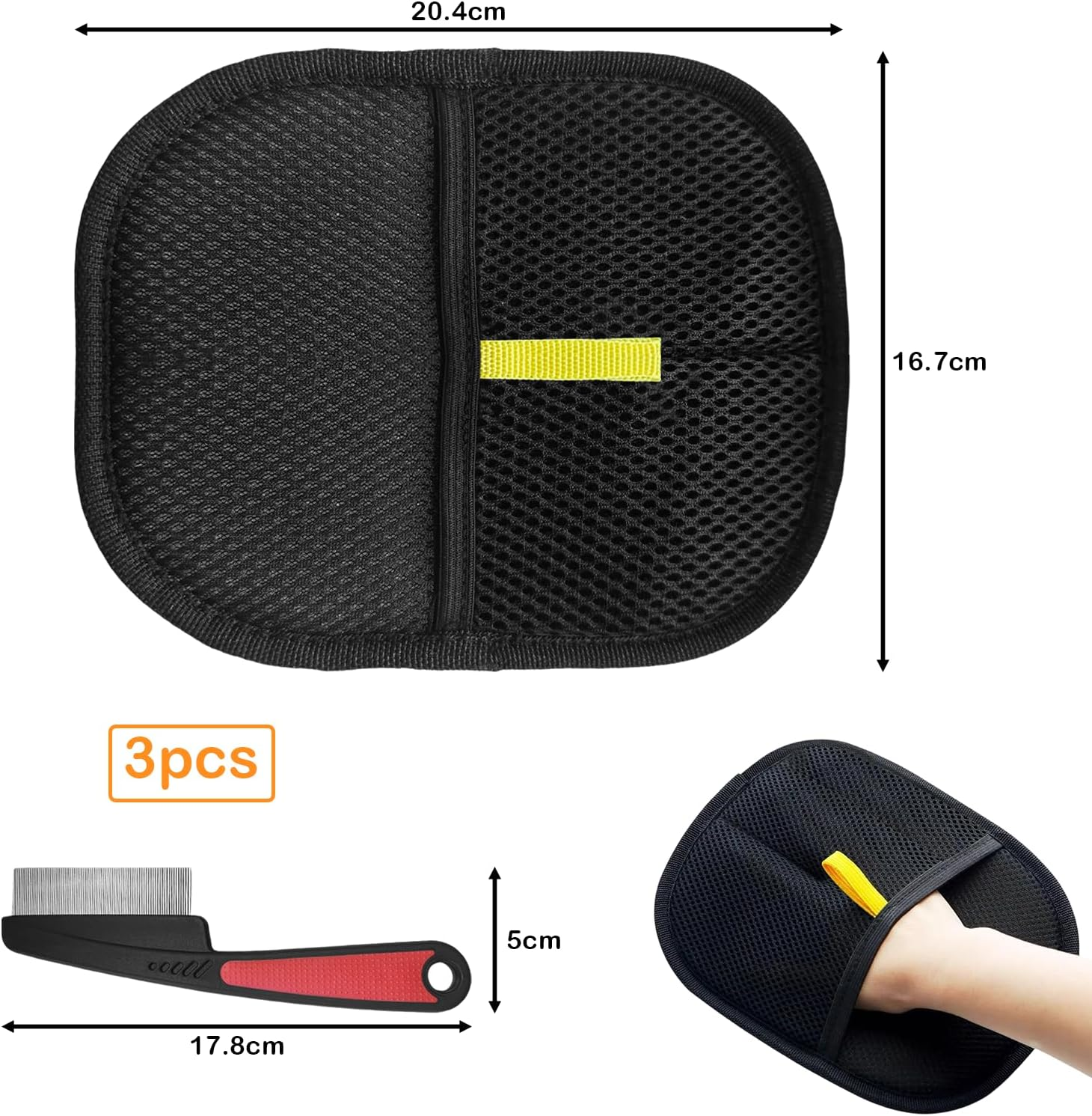 Leesenn Pet Hair Remover Glove, Pack of 2 Pet Hair Remover Gloves with Deshedding Comb, Fur Magnetic Glove, Dog Hair Removal, Reusable Grooming Gloves for Cats and Dogs image number 3