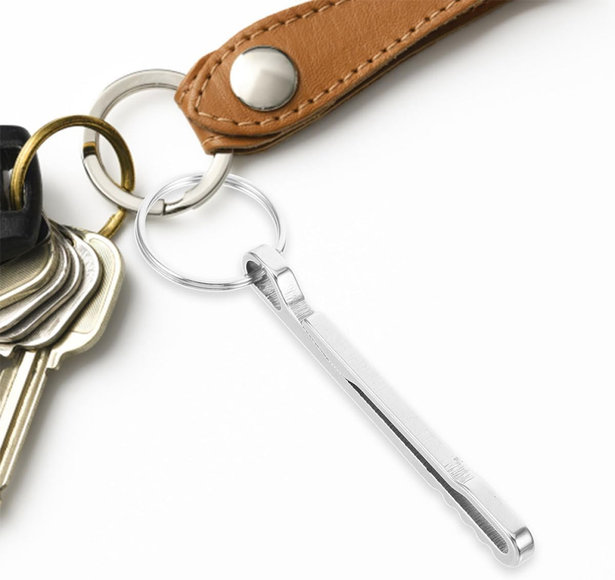 HOMOBABE 2Pcs Stainless Steel Money Clip Cash Holder with Carabiner Keychain Portable Wallet Clips for Men Outdoor Travel Hiking Accessory image number 1