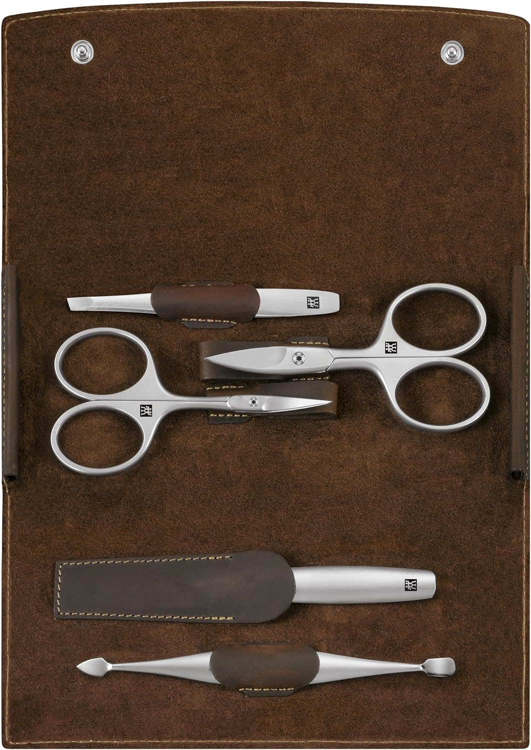 ZWILLING Manicure Set (3 Pieces) Nail Care and Pedicure Set Genuine Leather Case Precise with Combination Nail Scissors, Premium, Brown image number 5