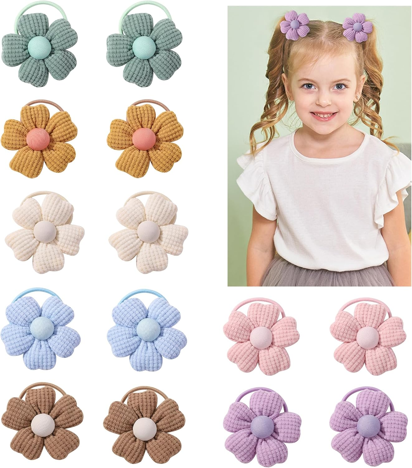 JOVALA 14 PCS Baby Hair Ties for Girls Flowers Toddler Elastic Hair Bands Small Ponytail Holder Elastic Rubber Bands Hair Accessories for Baby Girls Infants Kids Toddler Children image number 1