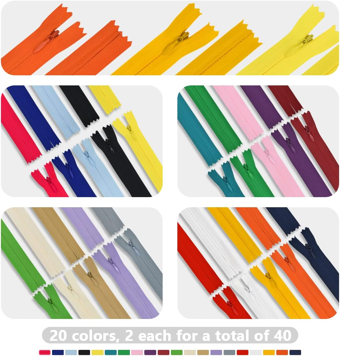 40Pcs Nylon Invisible Zippers, Sewing Bulk Zippers Supplies in 20 Colors for Tailor Sewing Crafts, Dresses, Skirts, Pants and DIY Crafter'S Special (30Cm/12Inch) image number 6