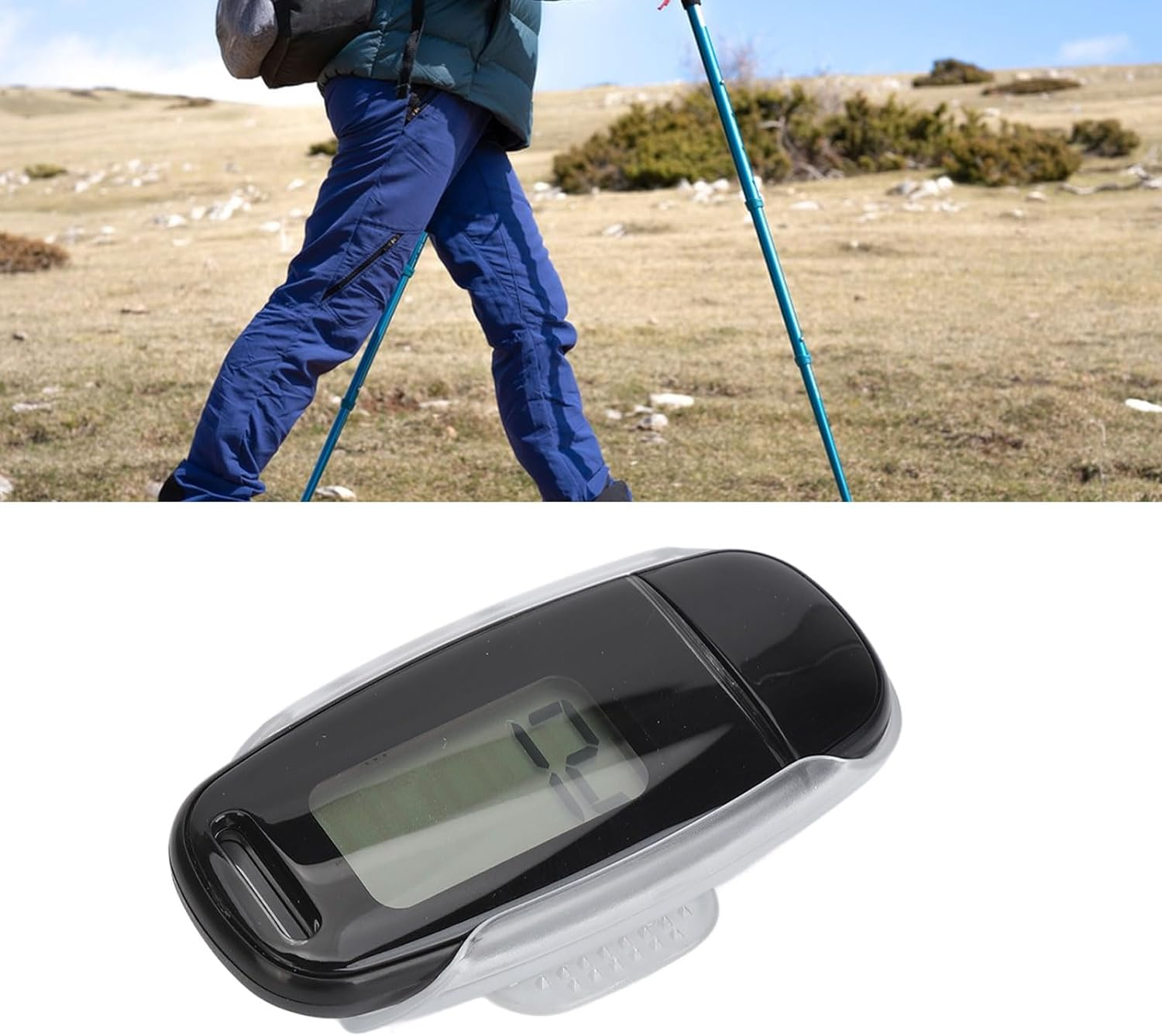 Penrux 3D Pedometer - Step Counter with Large LCD Screen, USB Rechargeable, Simple Walking Pedometer with Removable Clip and Strap for Women, Men, Kids image number 2