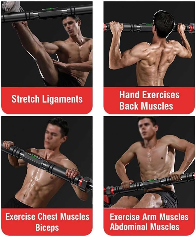 Free Standing Pull up Bar for Doorway,Strength Training Chin up Bar without Screw,Door Horizontal Bar Pull up Bar Adjustable Training Bar Punching with Hanging Pull Rings Upper Body Strength Training image number 2