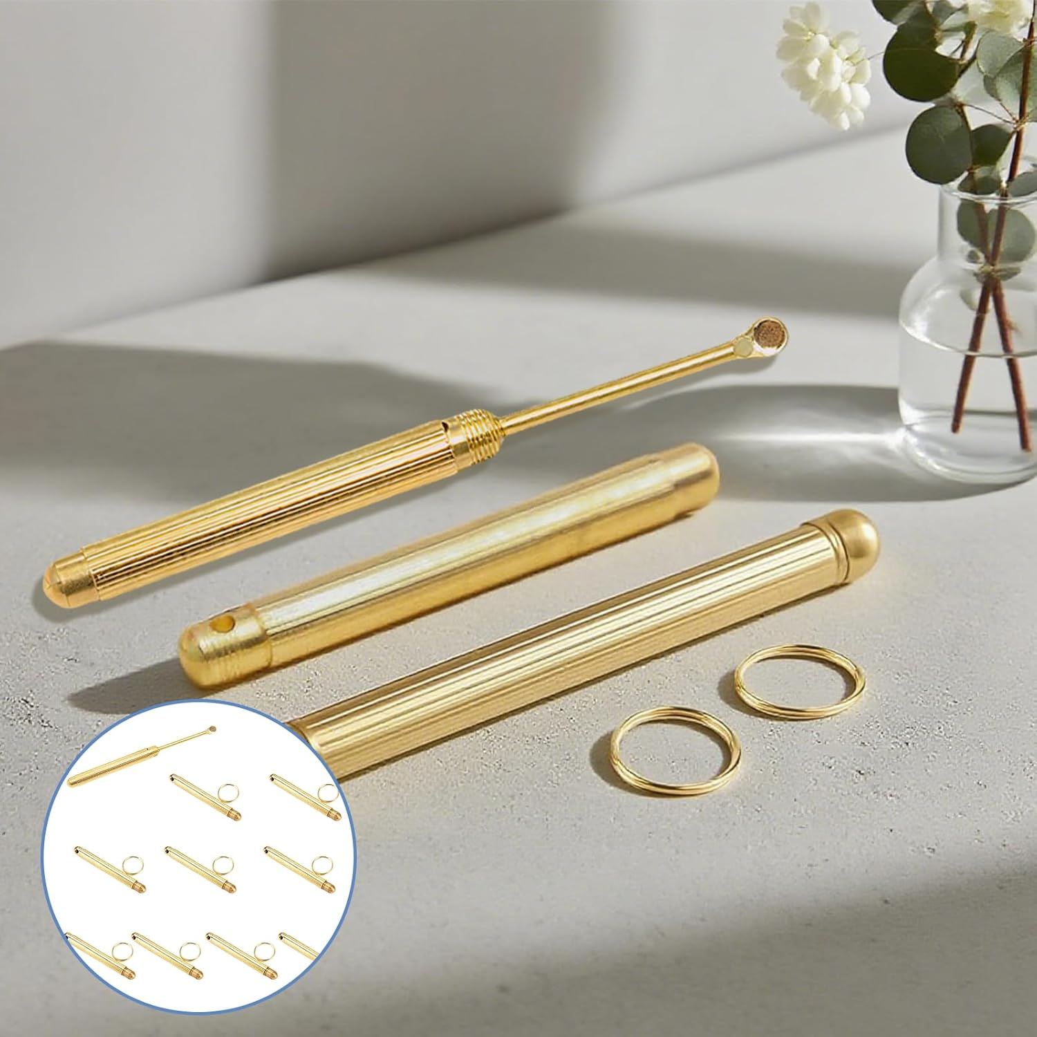 10 PCS Mini Spoon, Retro Shovel Powder Ideal Pendant Necklace Teaspoons,Metal Coke Spoon, for Filling Salt, Herbs, Coffee, Spices, Sugar (Gold) image number 1