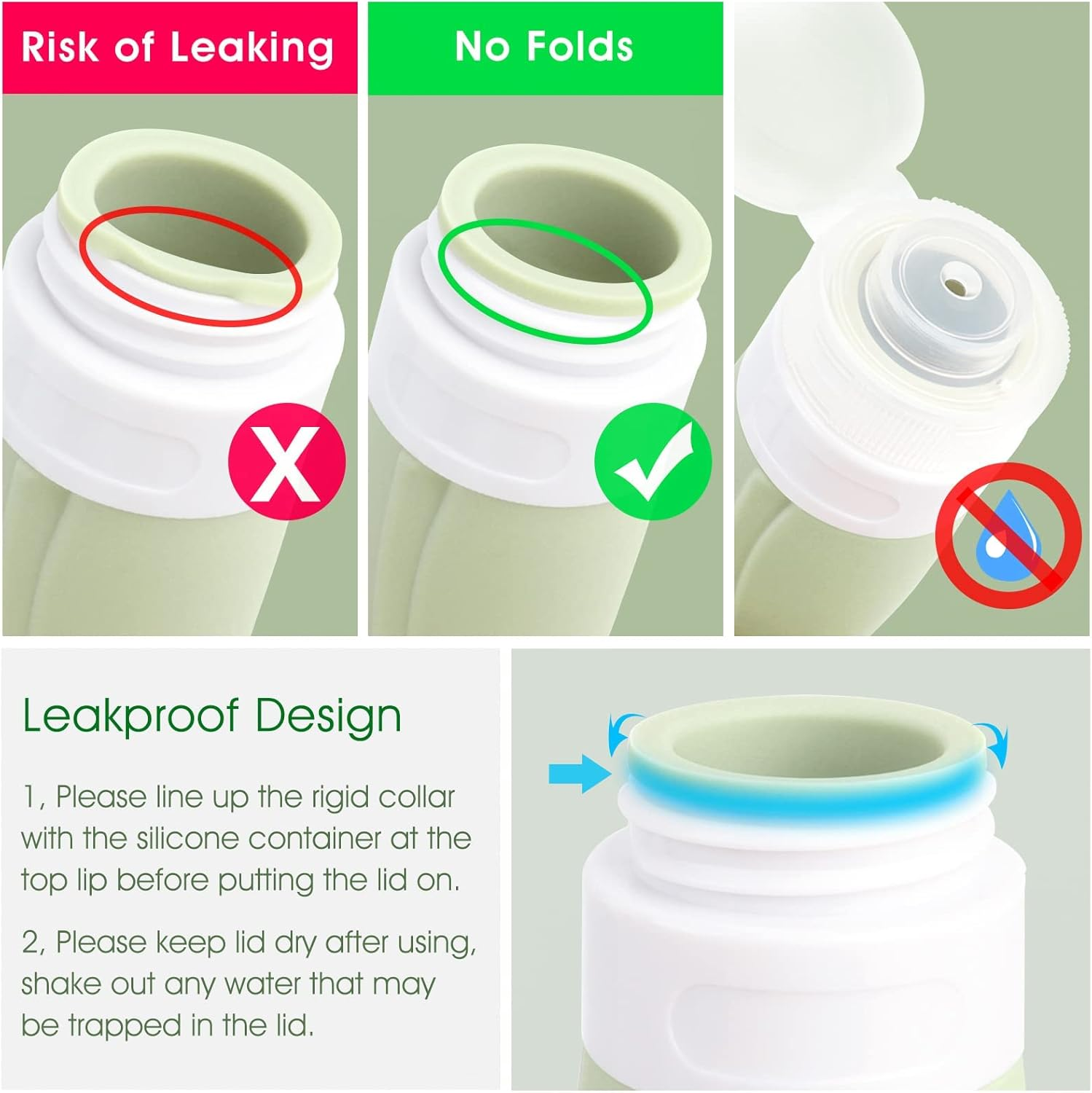 Heatunk 4-Pack Travel Bottles Set: Leak Proof Silicone Containers for Toiletries, Shampoo, Refillable and Squeezable - Ideal for Men and Women (3Oz) image number 6