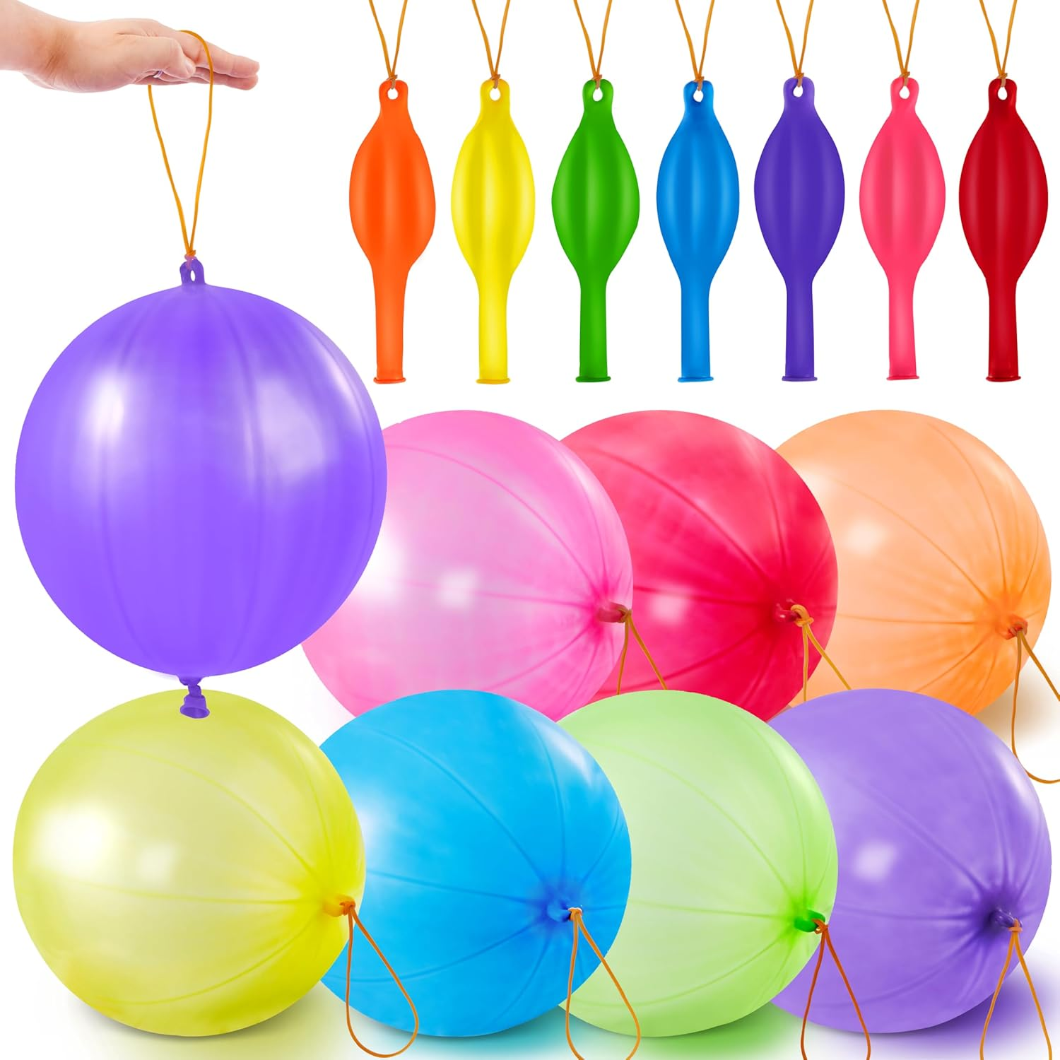 JOYIN 36 Pcs Punch Balloons, Punching Balloons, Party Favors for Kids 8-12, Balloons Assorted Colors with Rubber Band Handle for Birthday Party Favors, Goodie Bags Stuffers image number 5