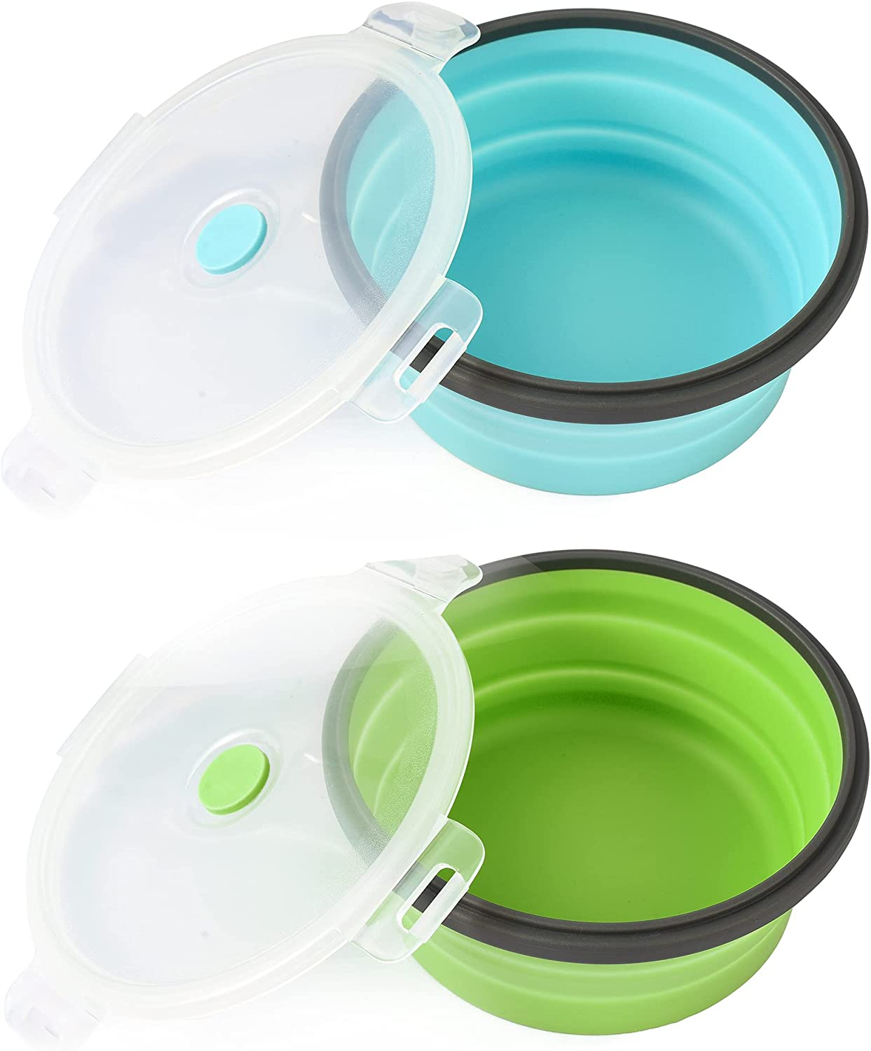 Collapsible Dog Bowls with Lids, 2 Pack Travel Dog Bowls for Small Size Dogs, Silicone Portable Dog Food Bowls Water Cup Cat Bowls Dish for Camping Traveling Walking, 12 Oz 350Ml