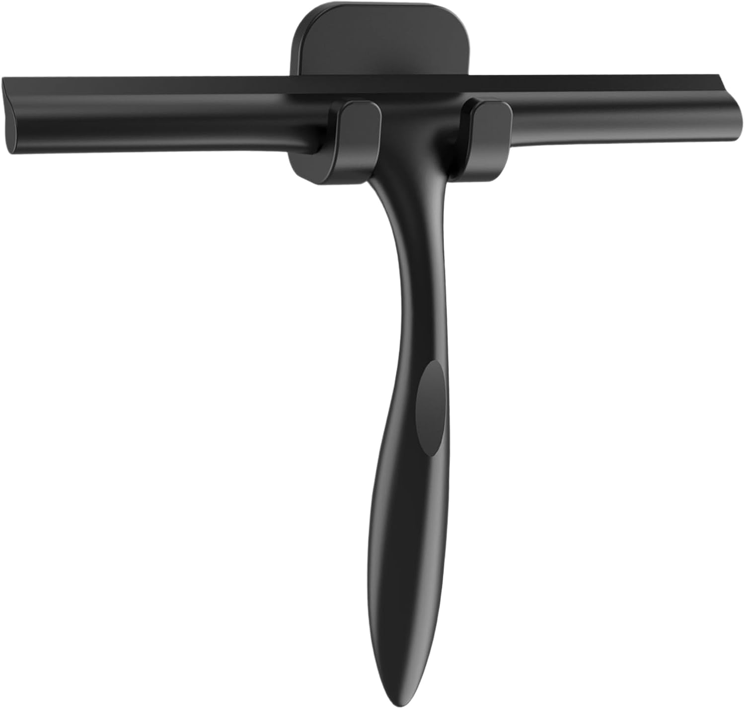 Silicone Shower Squeegee, Black, Shower Squeegee, Window Squeegee Shower with Holder, Bathroom Accessories, Mounting No Drilling, for Shower, Bathroom, Mirror, Glass Cleaning, Tile