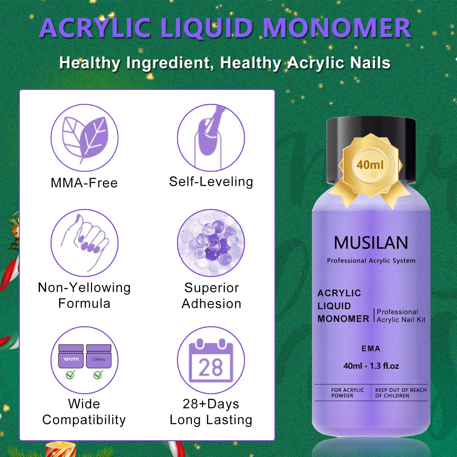 MUSILAN Acrylic Nail Kit for Beginners, Professional Liquid Monomer and 6 Colors Acrylic Powder Set with Everything Nail Brush and Forms & Files for 3D Nail Carving Application Manicure Tool DIY Salon image number 6