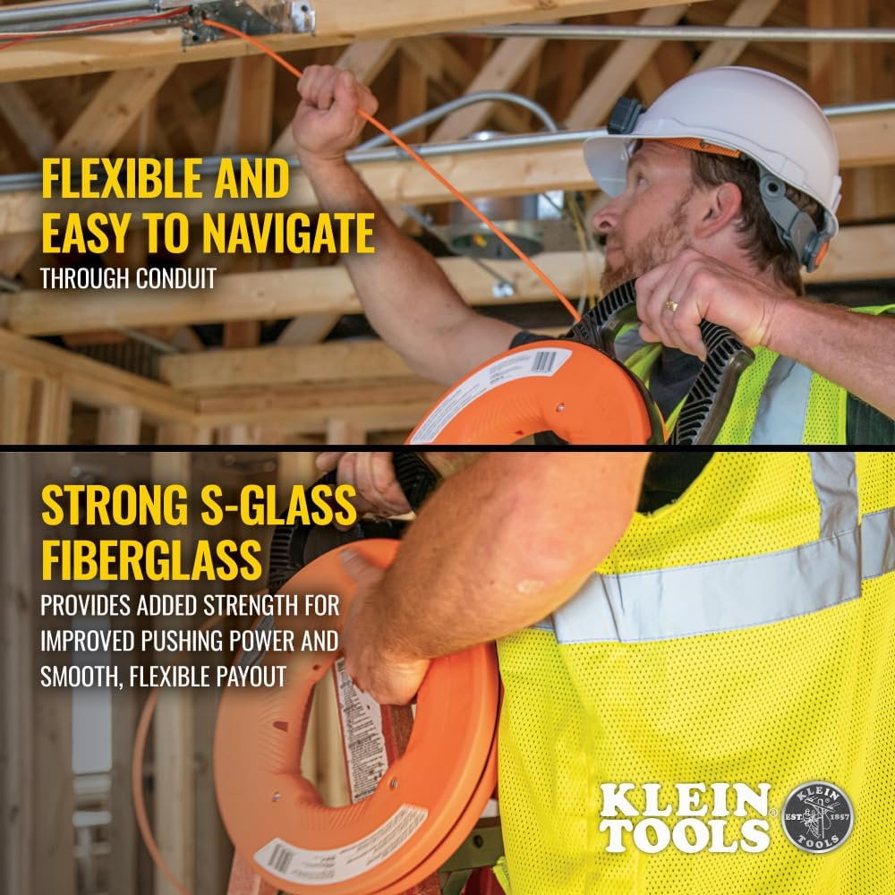 Klein Tools A-56382 Multi-Groove Fiberglass Fish Tape with Nylon Tip, 50-Foot image number 3