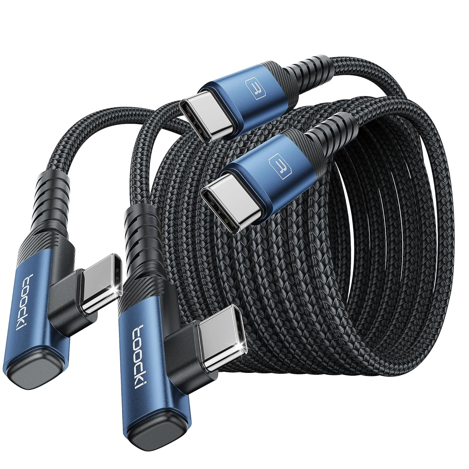 USB C to USB C Cable (2M, 2Pack), 60W Fast Charging Cable with Right Angle Connector, Compatible with Iphone 17 16 15 Pro plus Pro Max Air, Macbook Air, Galaxy S23 Ultra/S22/Note 20 Black