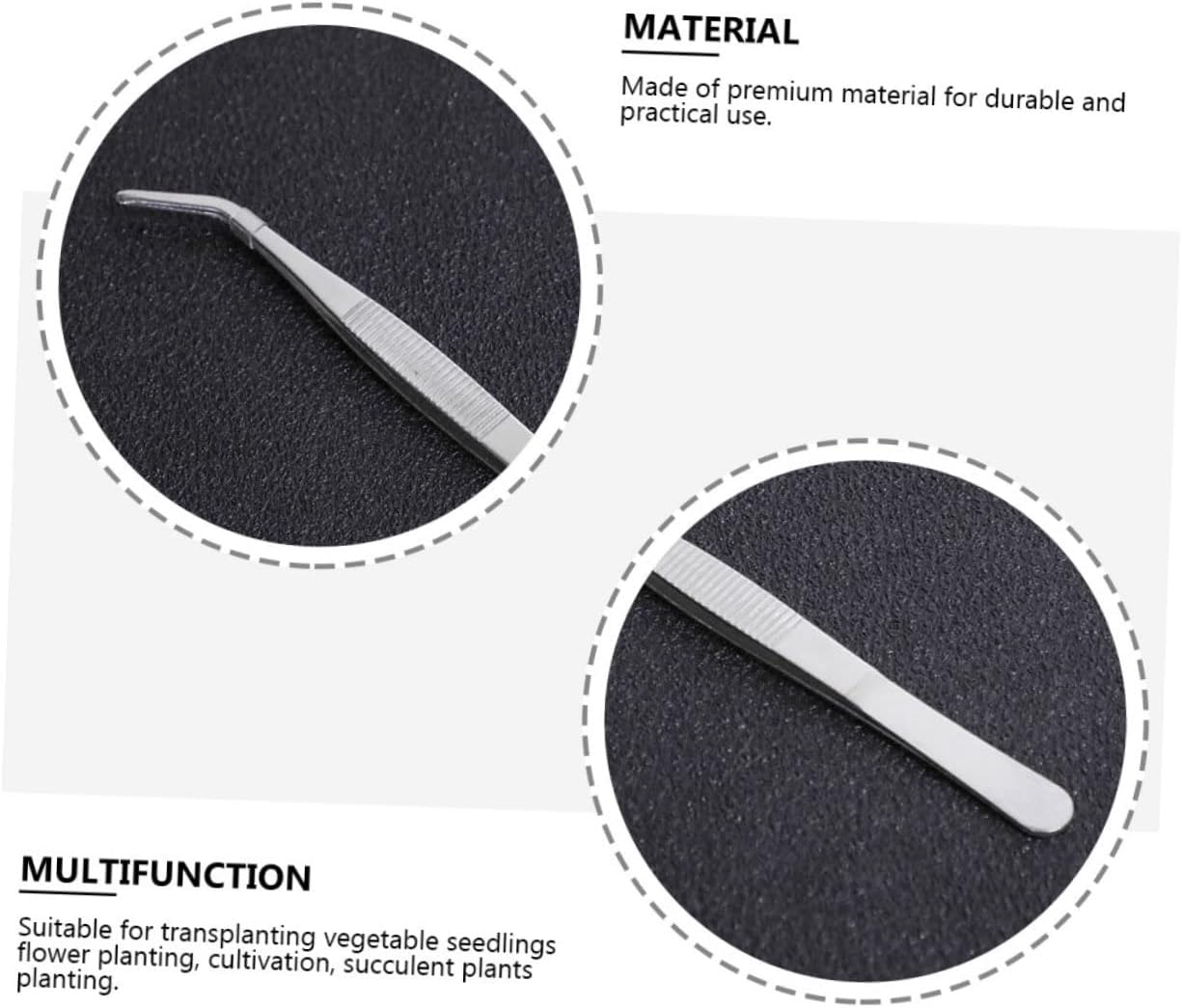 ARTIBETTER 6Pcs 304 Stainless Steel Tweezers Set for Gardening Succulent Bonsai Thickened Straight and Curved Tips, Sturdy Garden Hand Tools for Plant Care and Transplanting image number 1