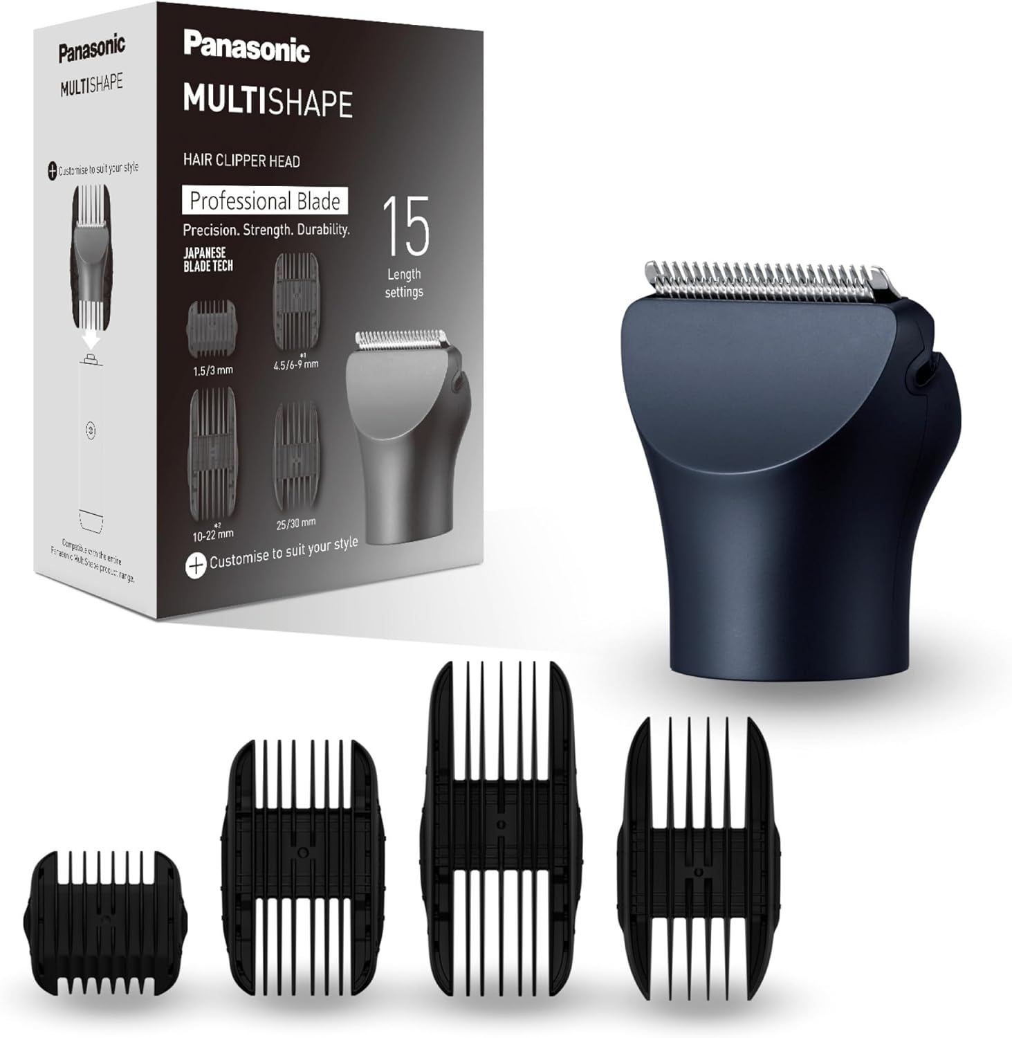 Panasonic ER-CHC1 Multishape Modular Personal Care System, Hair Clipper Head Attachment, 15 Length Settings, 4 Comb Attachments, Black image number 5