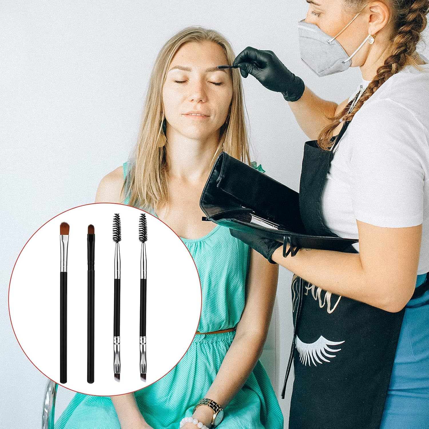 SAVITA 4Pcs Eyebrow Brush Set Including Double-Headed Eyebrow Brush, Lip Brush, Angled Brush, Brow Tinting Brush for Women Cosmetic in Home and Salon, Wax, Gel Brush image number 5