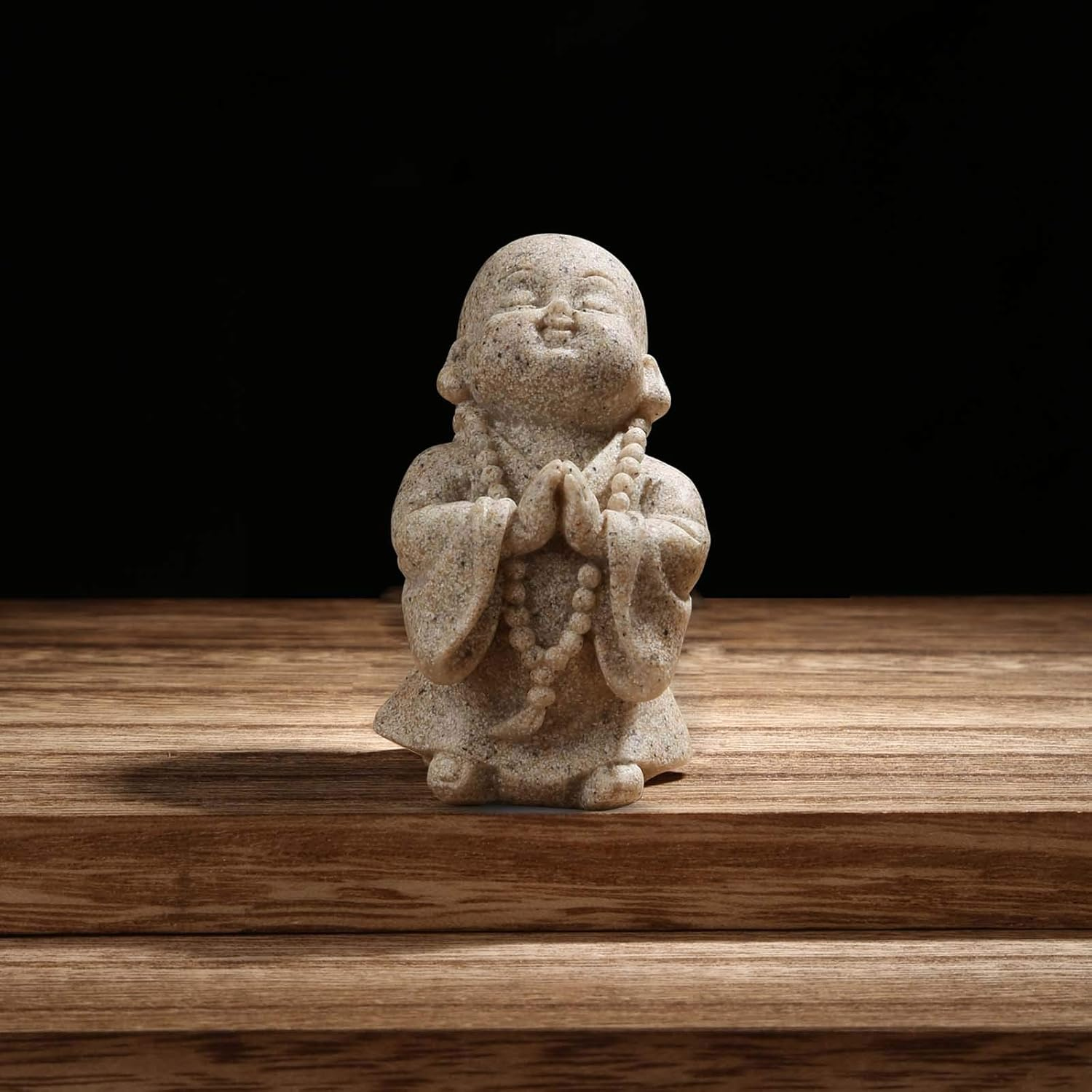 Carefree Fish Buddha Statue Minimalist Sandstone Buda Ornament Monk Figurine Zen Decor Bring Home a Ray of Sunshine 9Inch