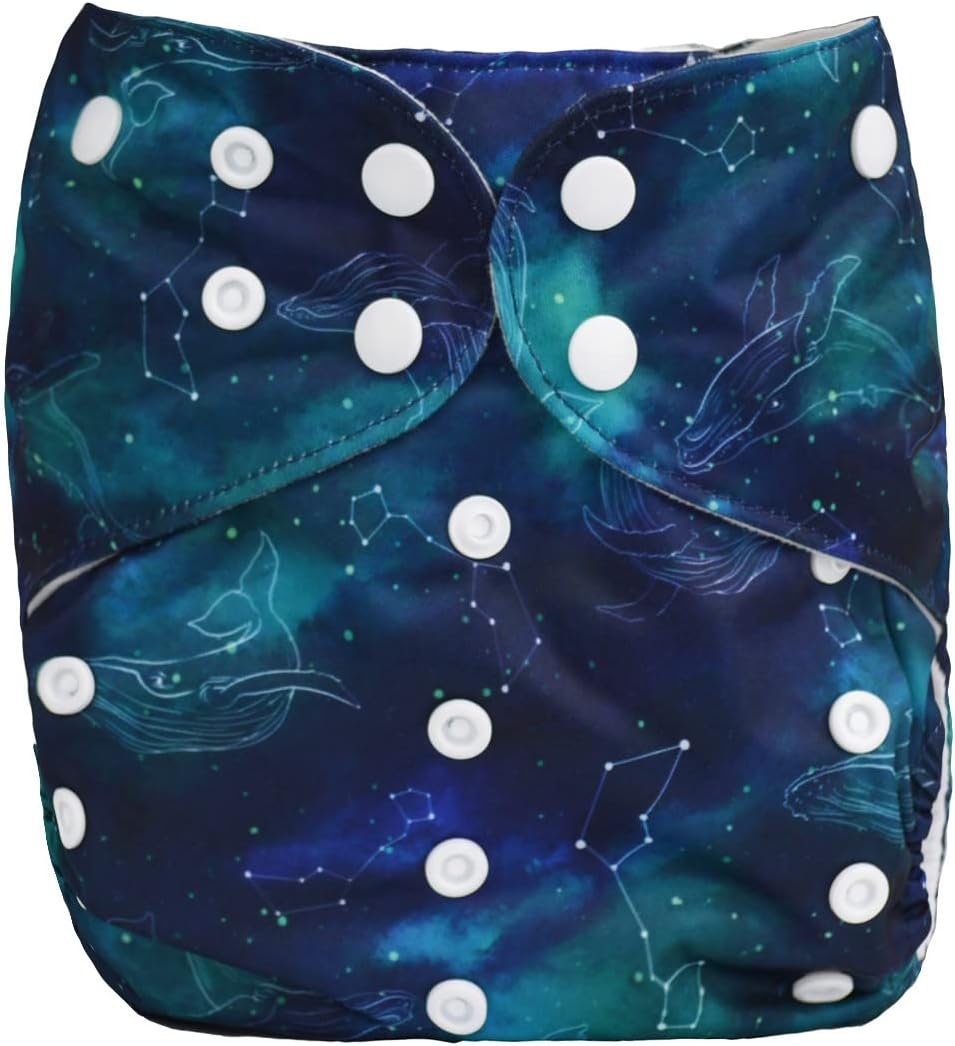 2 to 7 Years Old Cloth Diaper Nappy Pocket Reusable Washable Junior Big Baby Kids Toddler (Whale Stars) image number 4