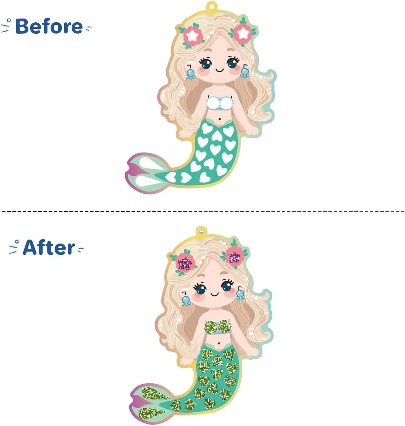 Palumma Mermaid and Princess DIY Kit Mirror Glitter Mosaic Sticker Sea Creature Craft for Craft Lovers image number 6