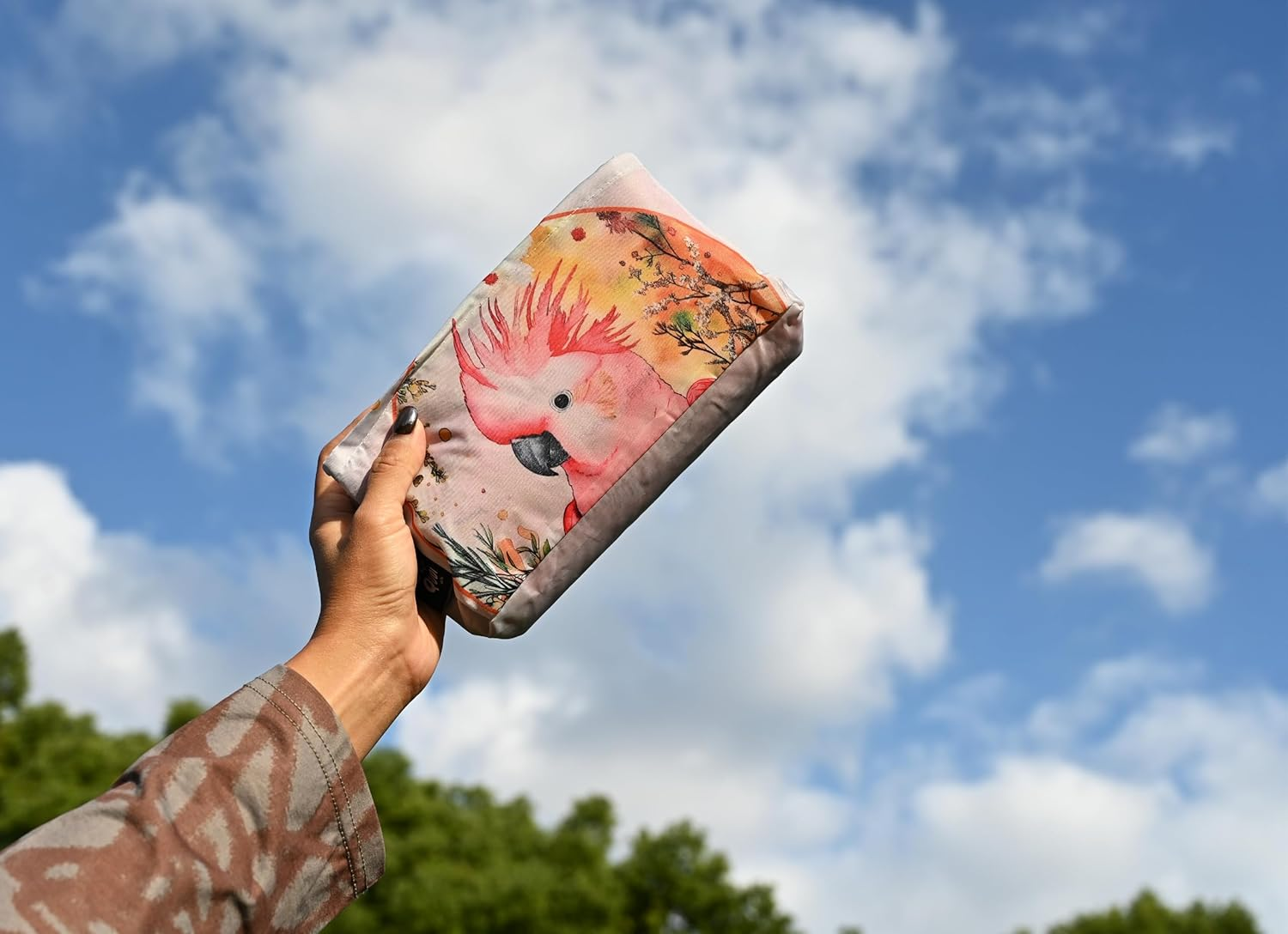 1M Outdoor Compact Picnic Blanket. Lightweight Foldable Waterproof Picnic Mat, Fun and Colourful. Designed in Sydney for Park, Beach, Camping, Courtyard, Music Festival (Pink Cockatoo)