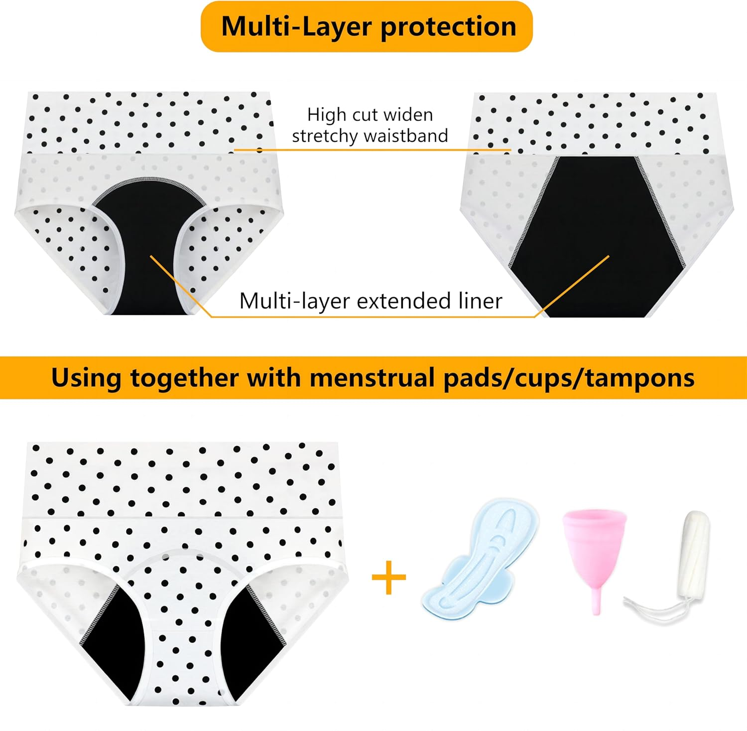 Nalwort Womens Menstrual Period Panties Cotton Leak Proof Underwear Postpartum Protective Briefs image number 6