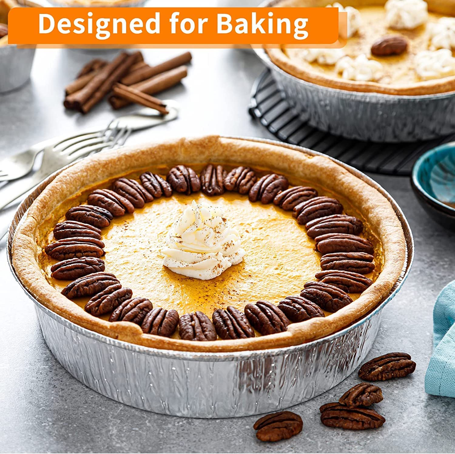 Aluminum Foil Pie Pans round Disposable Mini Tins for Tarts and Pies, 10 Piece Set image number 6