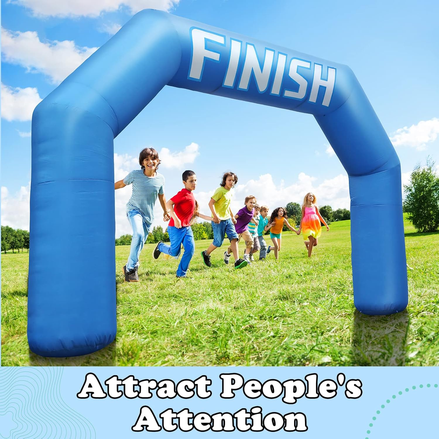 Racing 20Ft Inflatable Arch with Start Finish Line Banners and Air Blower Blue Hexagon Inflatable Archway Racing Blow up Archway for Race Outdoor Sport Party Advertising Commerce image number 3