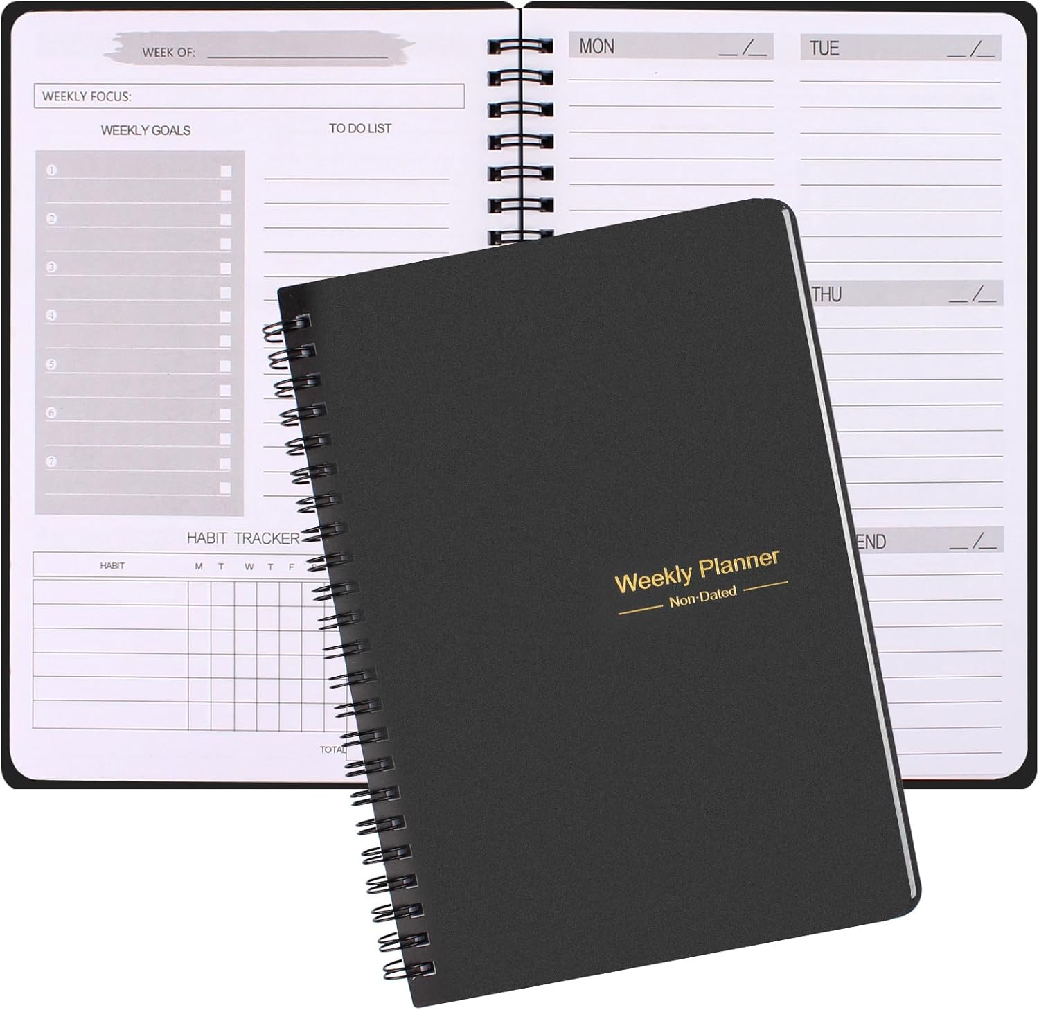 COZY CORE Undated Weekly Planner Monthly Planner,A5 to Do List Planner Spiral Notebook with Habit Tracker, Budget Organizer, Expense Tracker, Goal Setting, 5.7 X 8.0 Inches