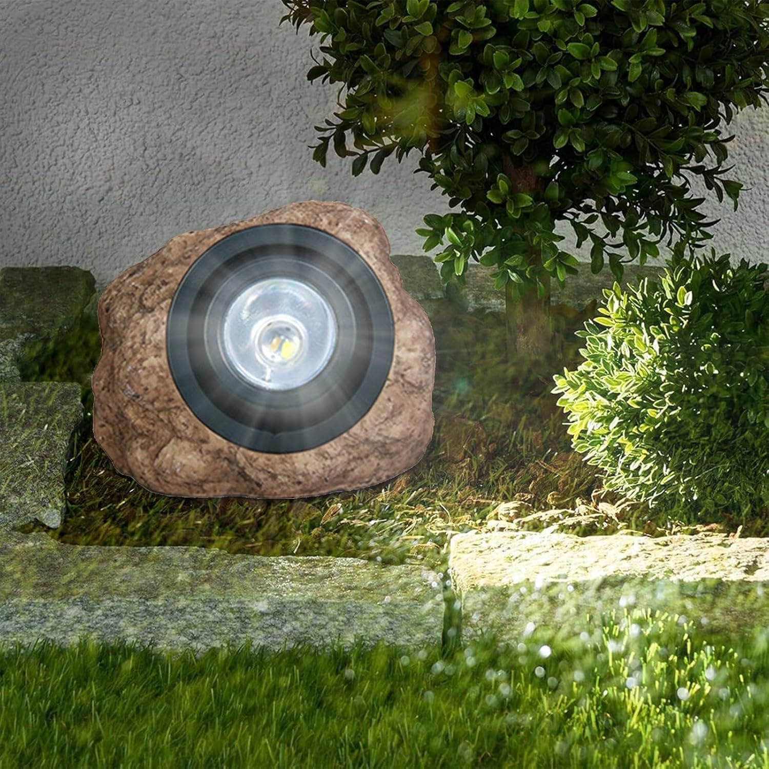 Solar Spotlight Outdoor Rock - Outdoor Solar Spot Garden Lights - Garden Decoration, Waterproof Solar Landscape Lighting for Yard Lawn Patio Pathway - Dark Grey image number 7