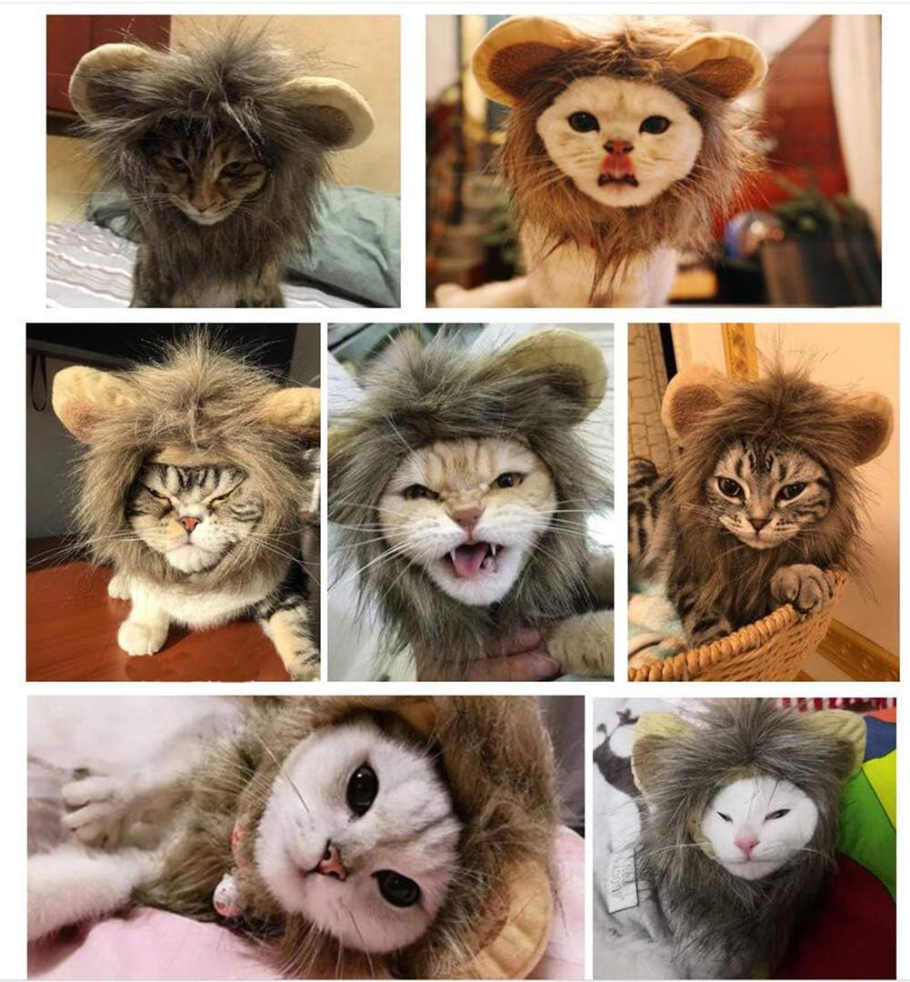 2 Pack Lion Mane Wig Costume for Cat Costume Bunny Rabbit Hat Headwear with Ears Pet Cosplay Dress up Halloween Party Costume Accessories for Cats & Small Dogs image number 6